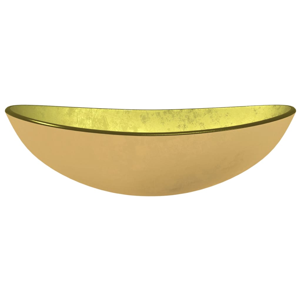 Wasbak 54,5x35x15,5 cm gehard glas goudkleurig – afbeelding 3