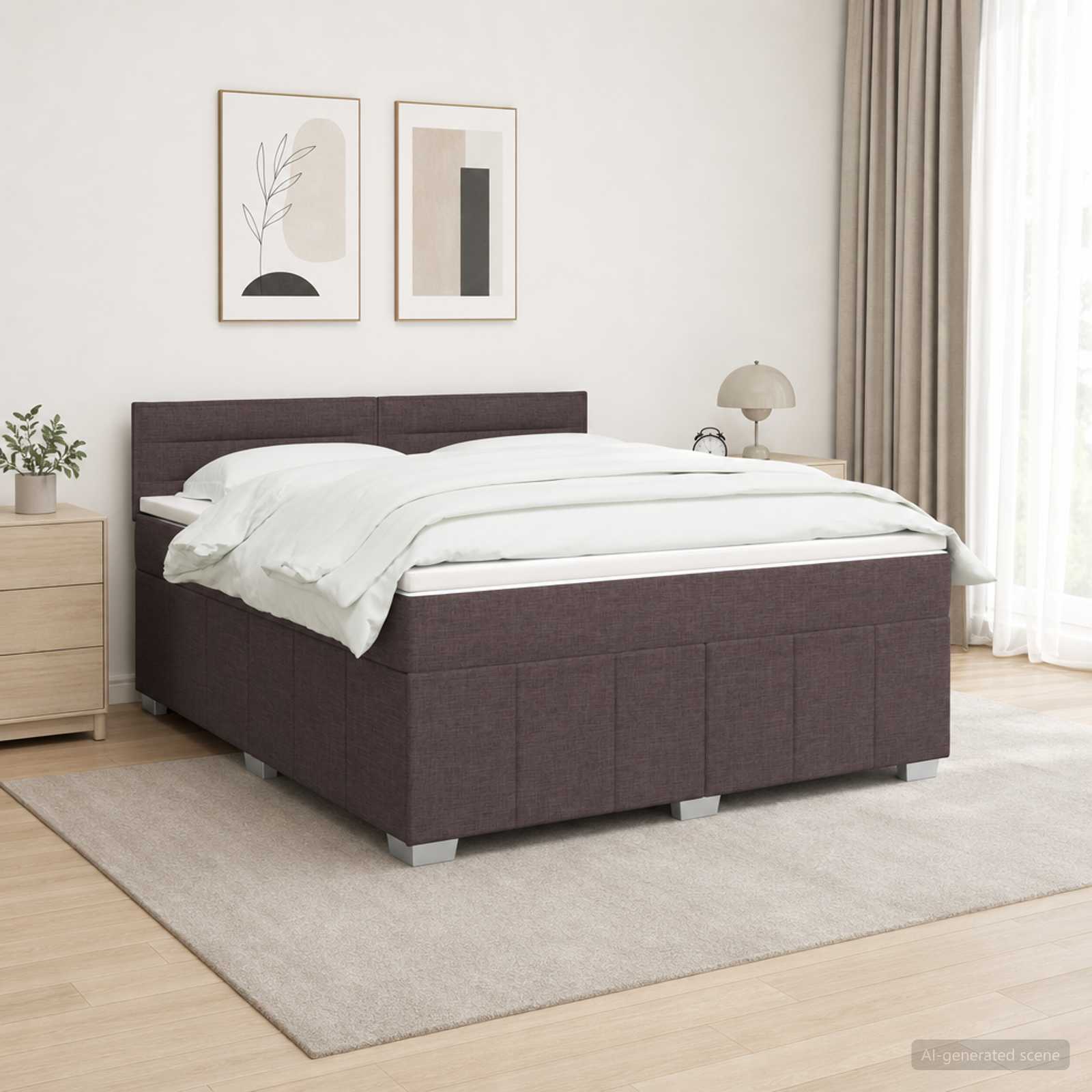Boxspringbed met matras Donkerbruin 140 x 200 cm Stof