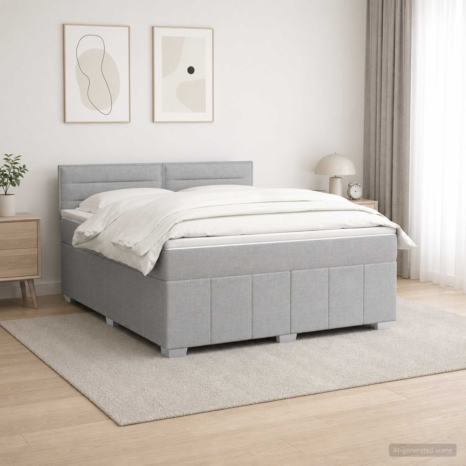 Boxspringbed met matras Lichtgrijs 160 x 200 cm Stof – afbeelding 1