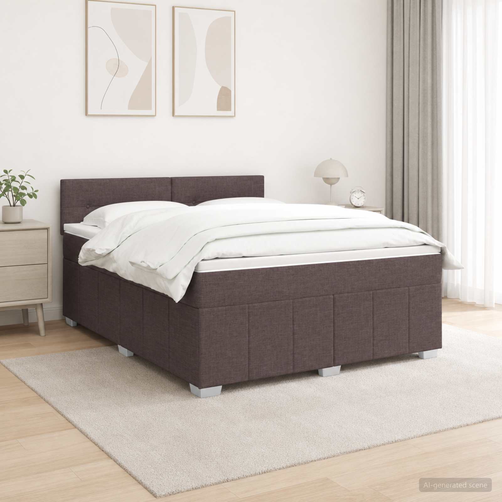 Boxspringbed met matras Donkerbruin 160 x 200 cm Stof
