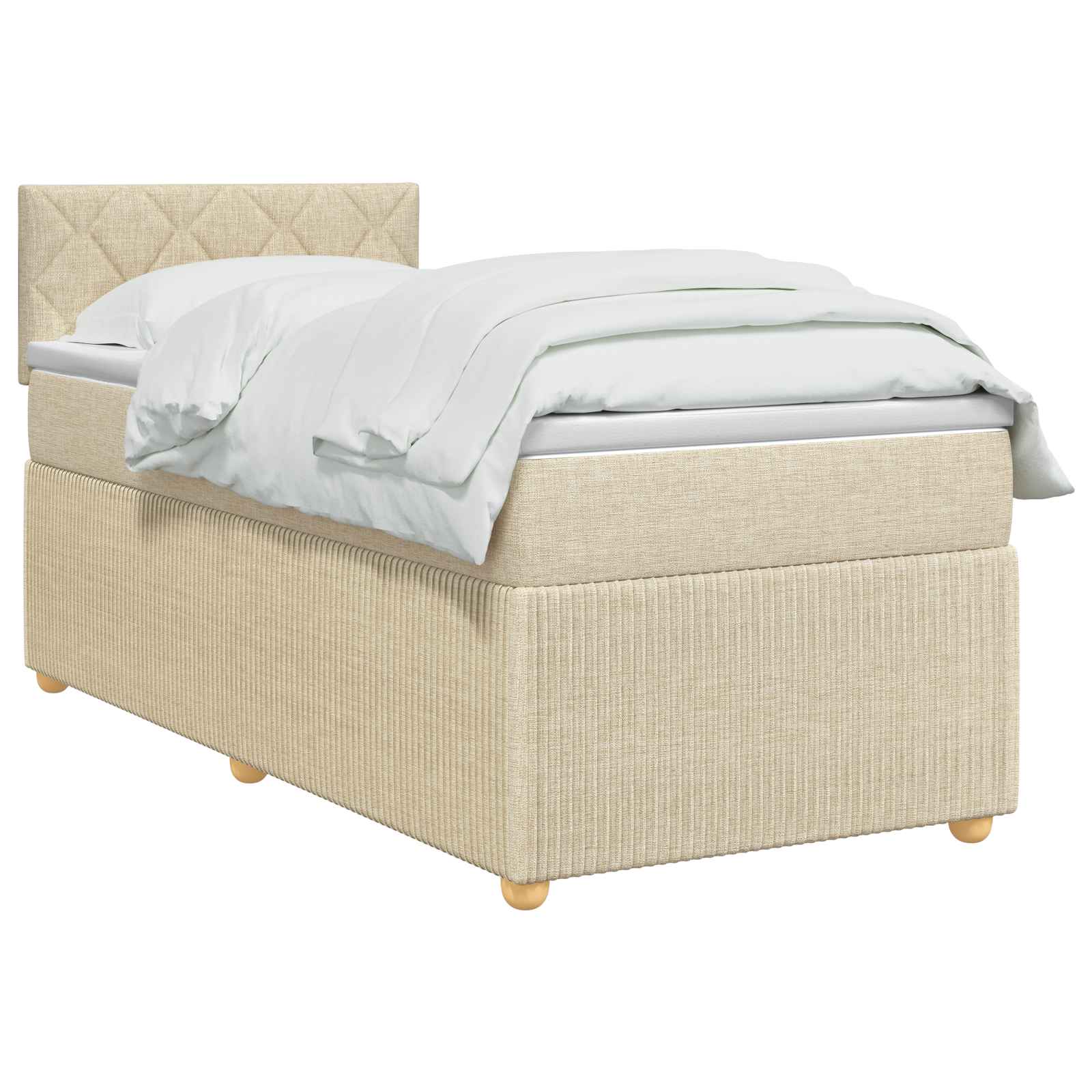 Boxspringbed met matras Crèmekleurig 90 x 190 cm Stof – afbeelding 2