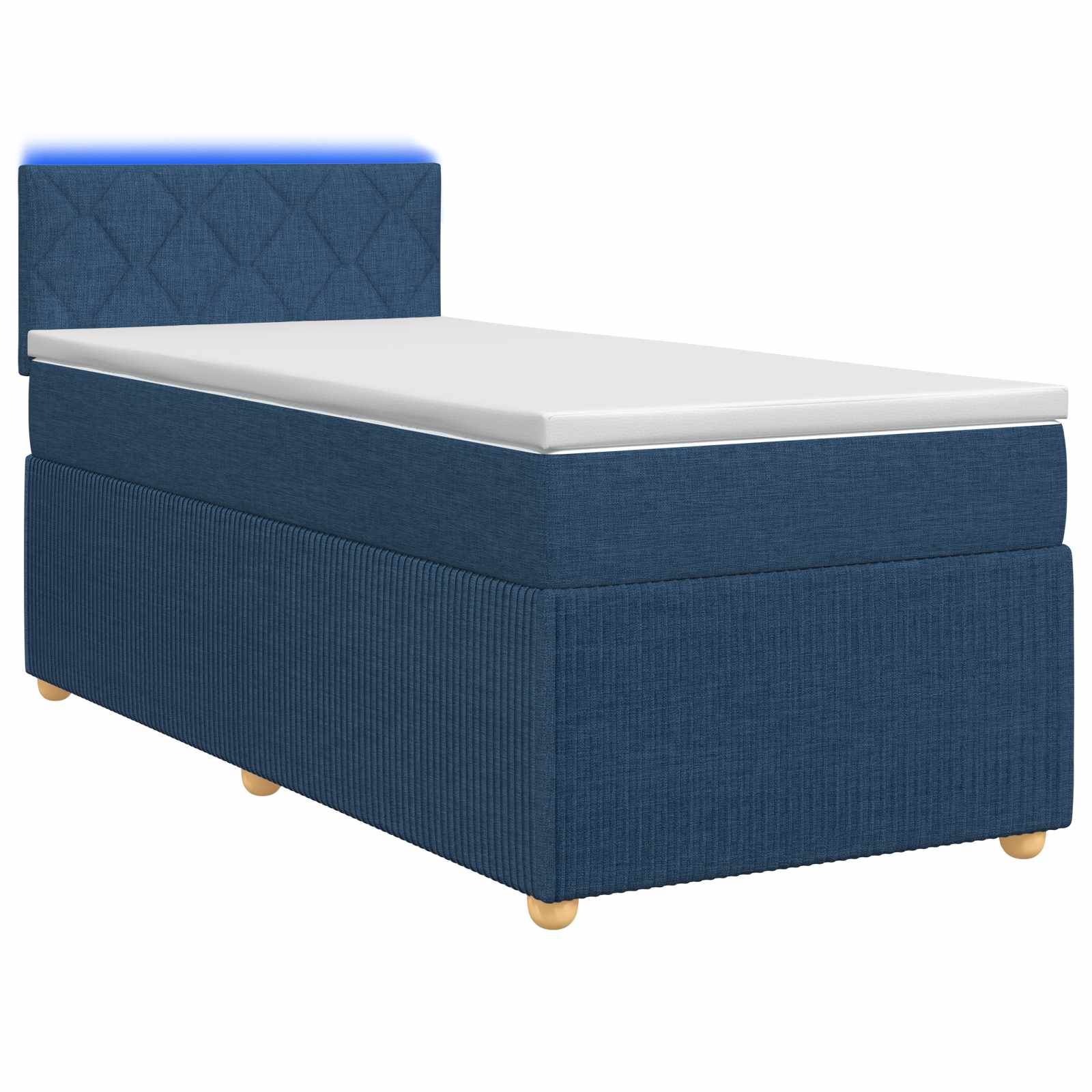 Boxspringbed met matras met hoofdeinde Blauw 90 x 200 cm Stof – afbeelding 1