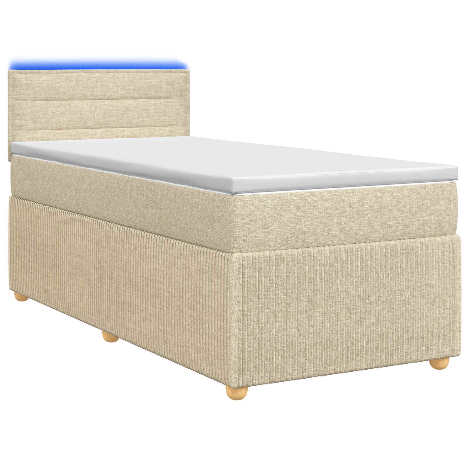 Boxspringbed met matras Crèmekleurig 100 x 200 cm Stof – afbeelding 1