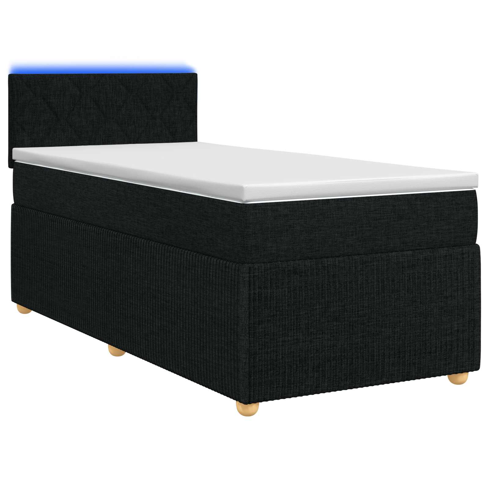 Boxspringbed met matras met hoofdeinde Zwart 100 x 200 cm Stof – afbeelding 1