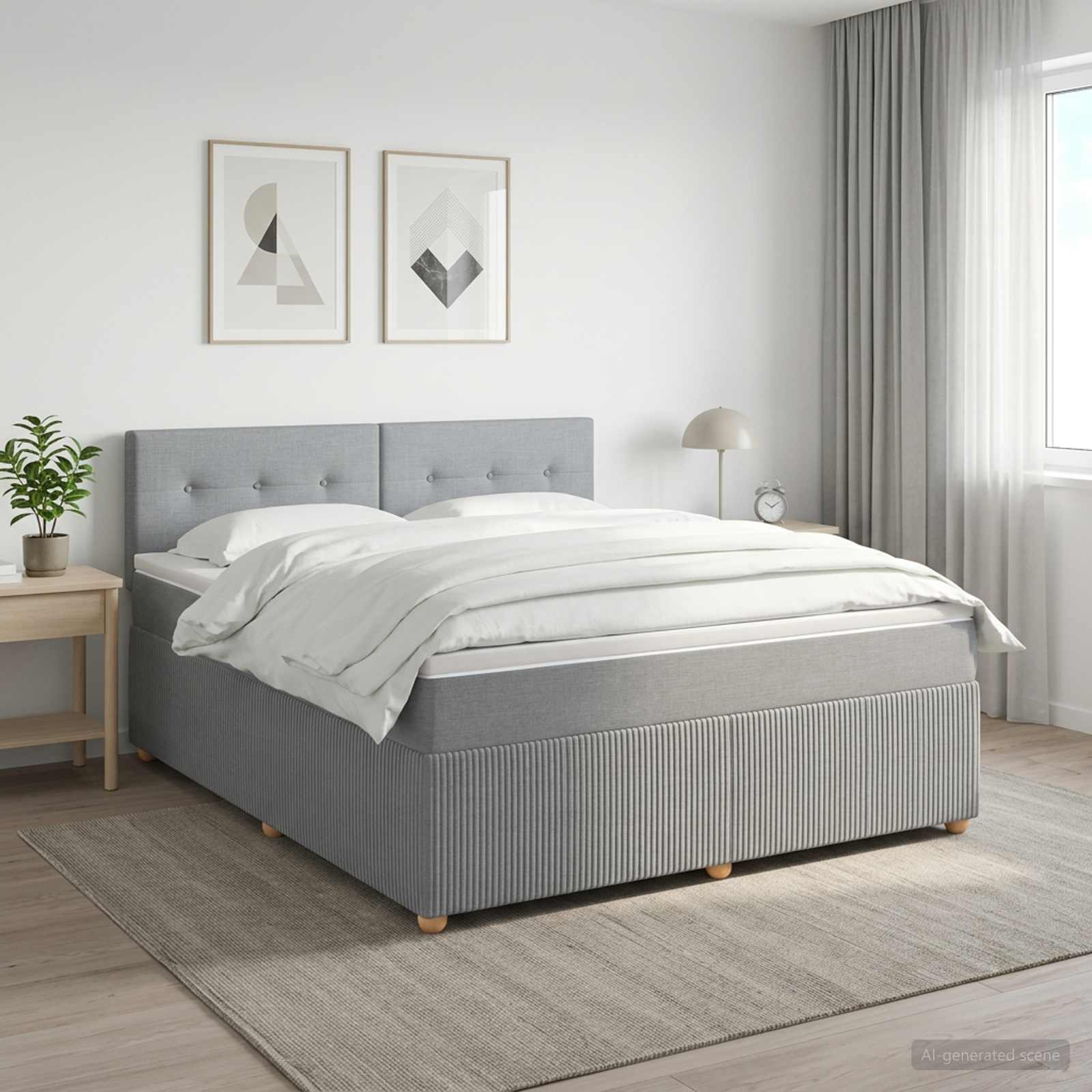 Boxspringbed met matras Lichtgrijs 140 x 200 cm Stof – afbeelding 1