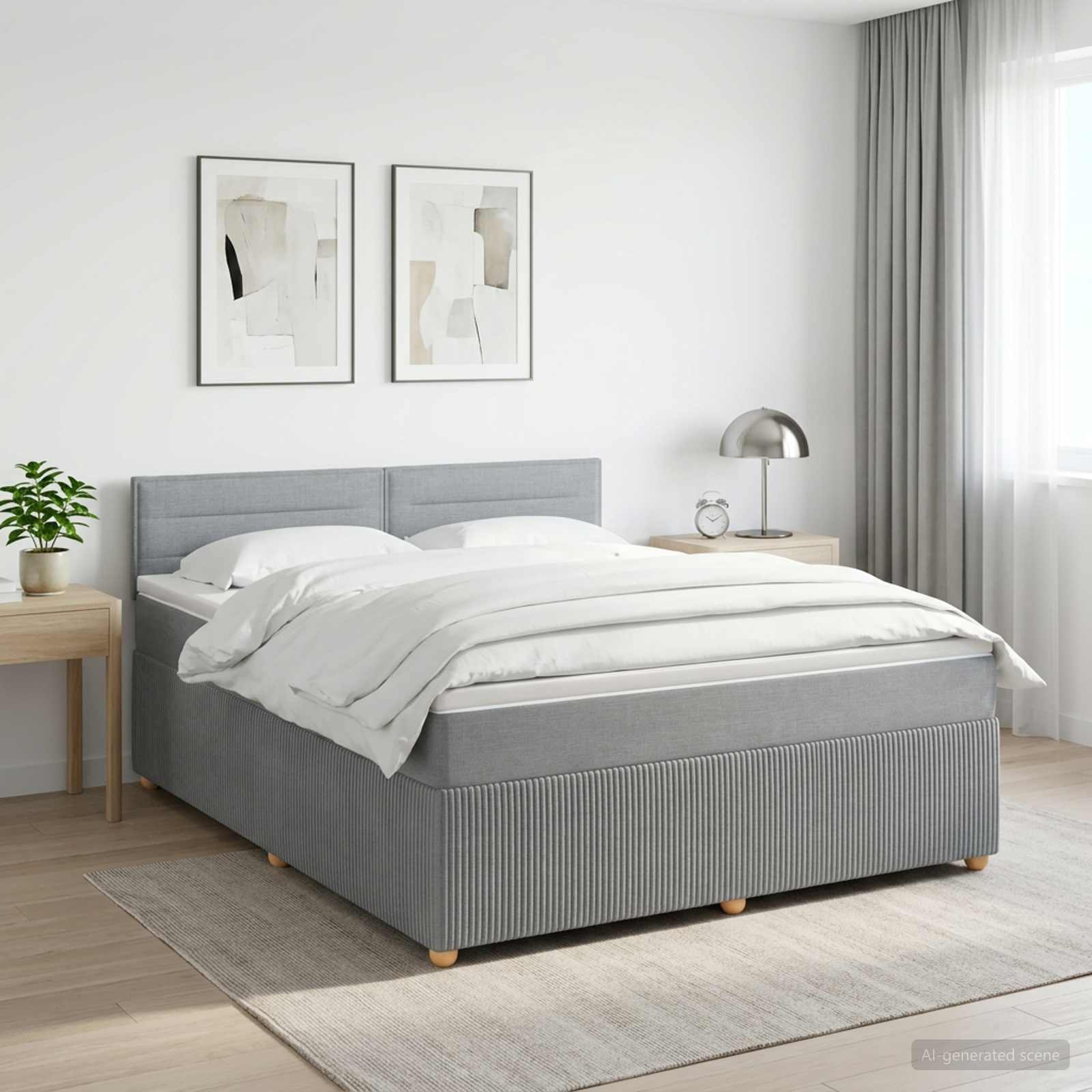 Boxspringbed met matras Lichtgrijs 160 x 200 cm Stof – afbeelding 1