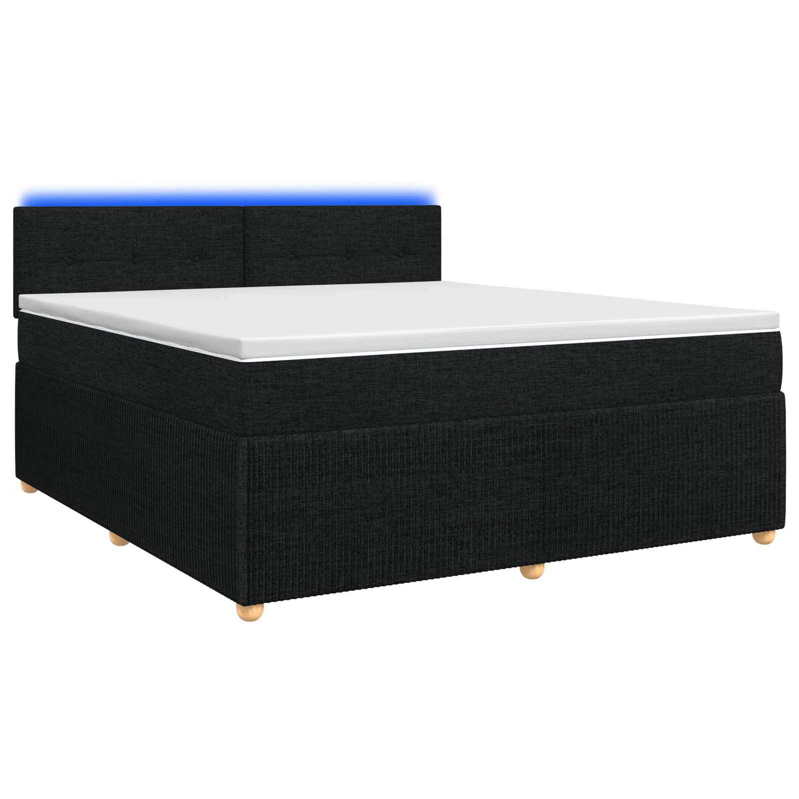 Boxspringbed met matras met hoofdeinde Zwart 160 x 200 cm Stof – afbeelding 1