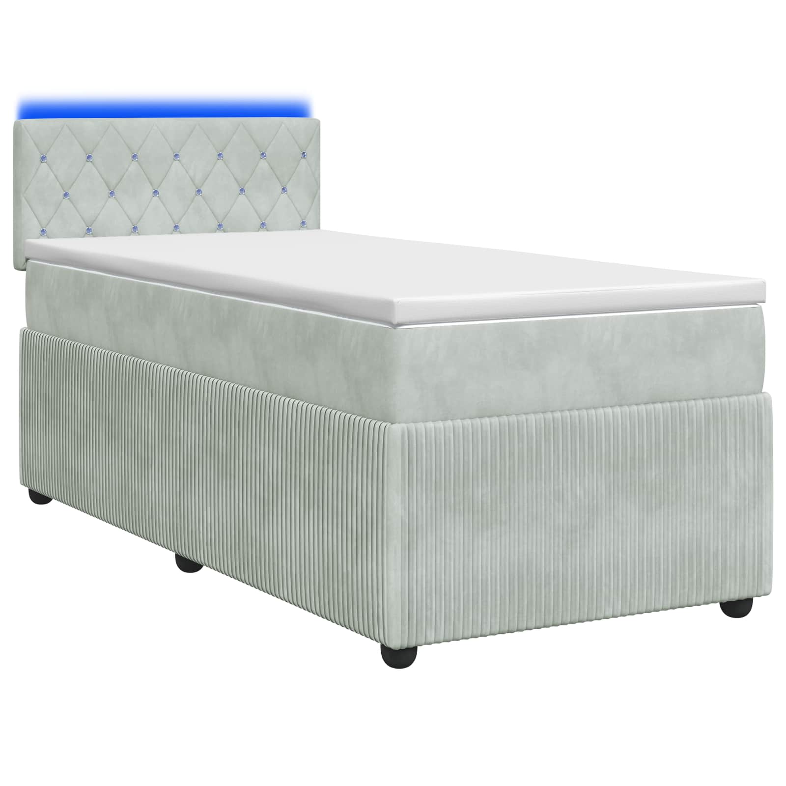 Boxspringbed met matras Lichtgrijs 80 x 200 cm Fluweel – afbeelding 1