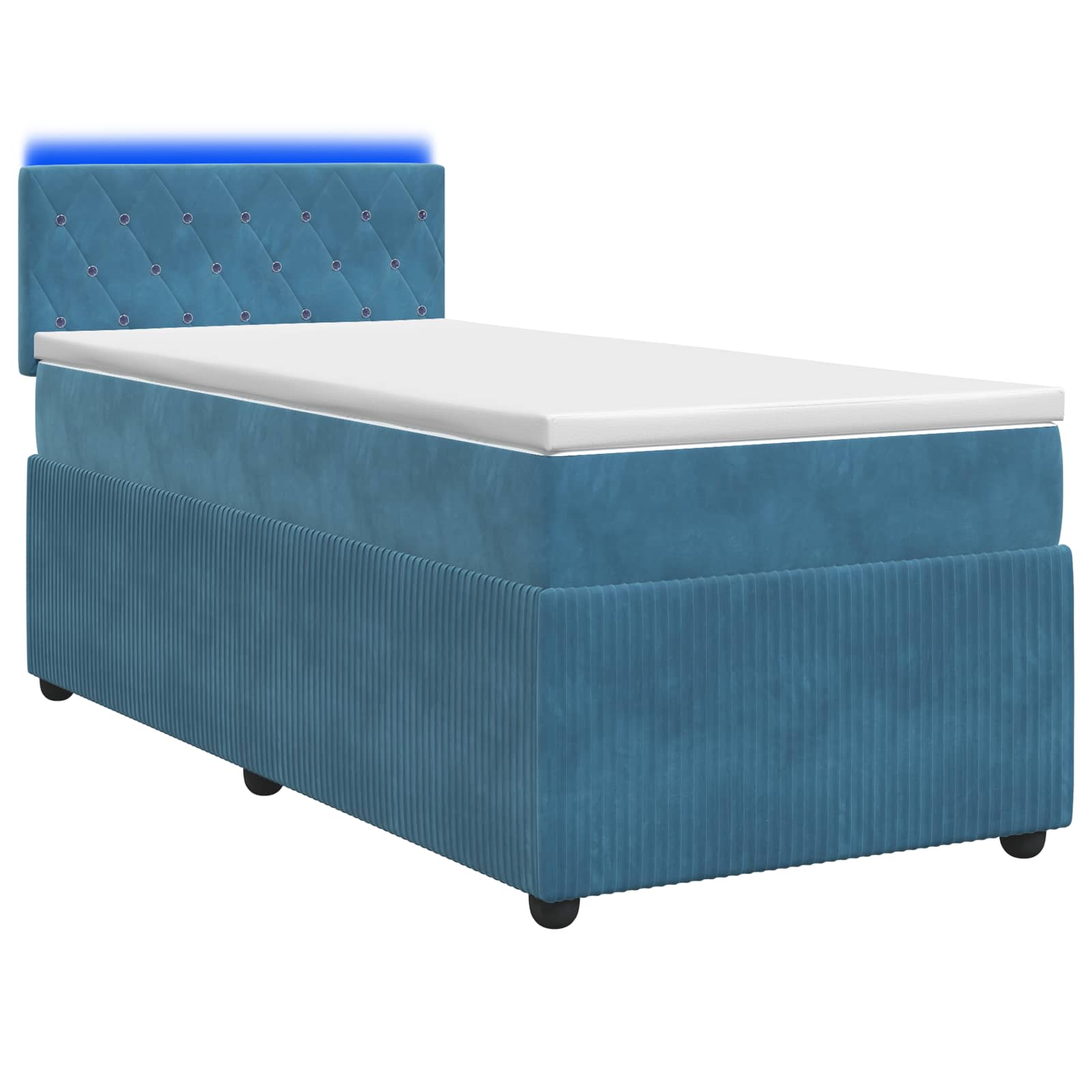 Boxspringbed met matras Blauw 80 x 200 cm Fluweel – afbeelding 1