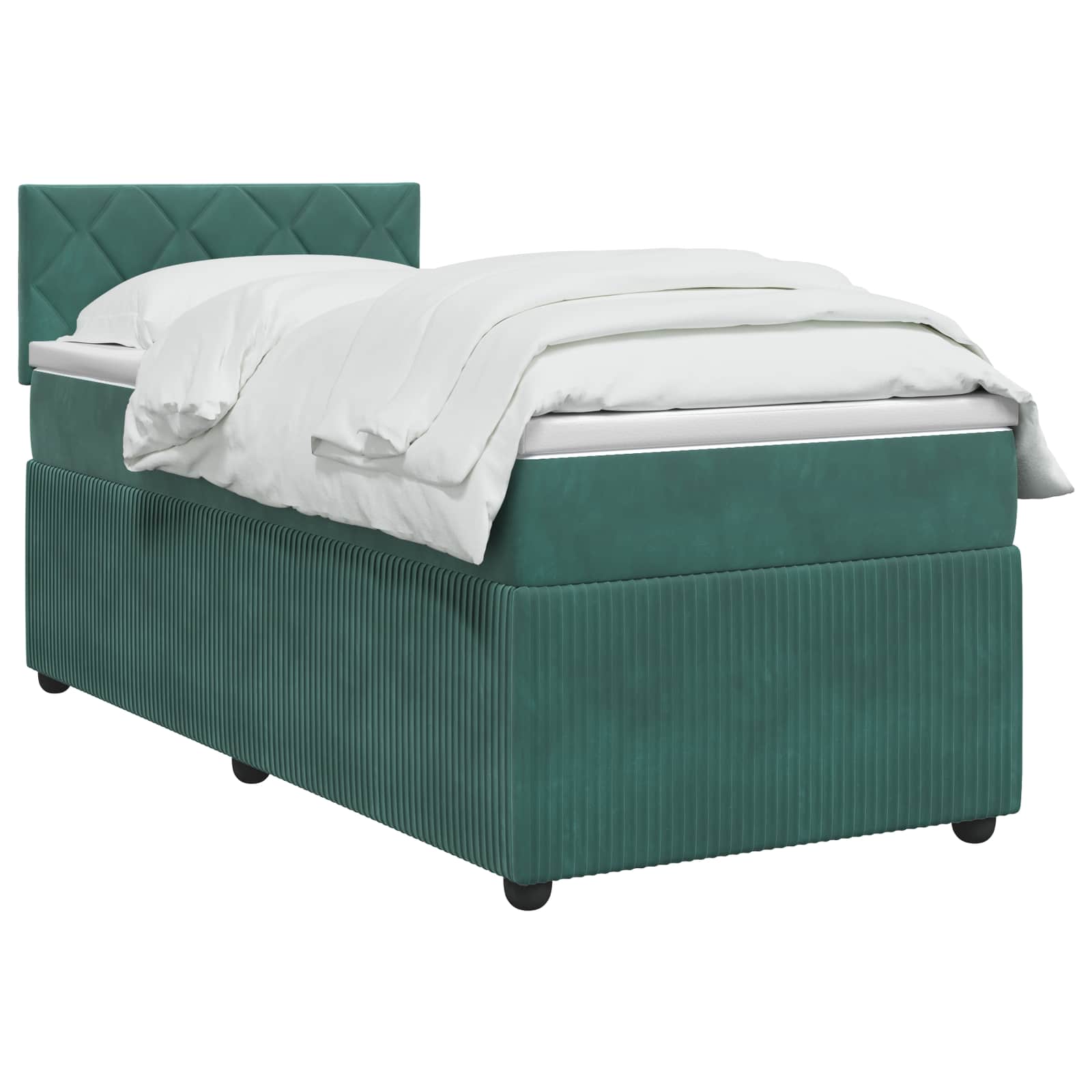 Boxspringbed met matras Donkergroen 90 x 190 cm Fluweel – afbeelding 2