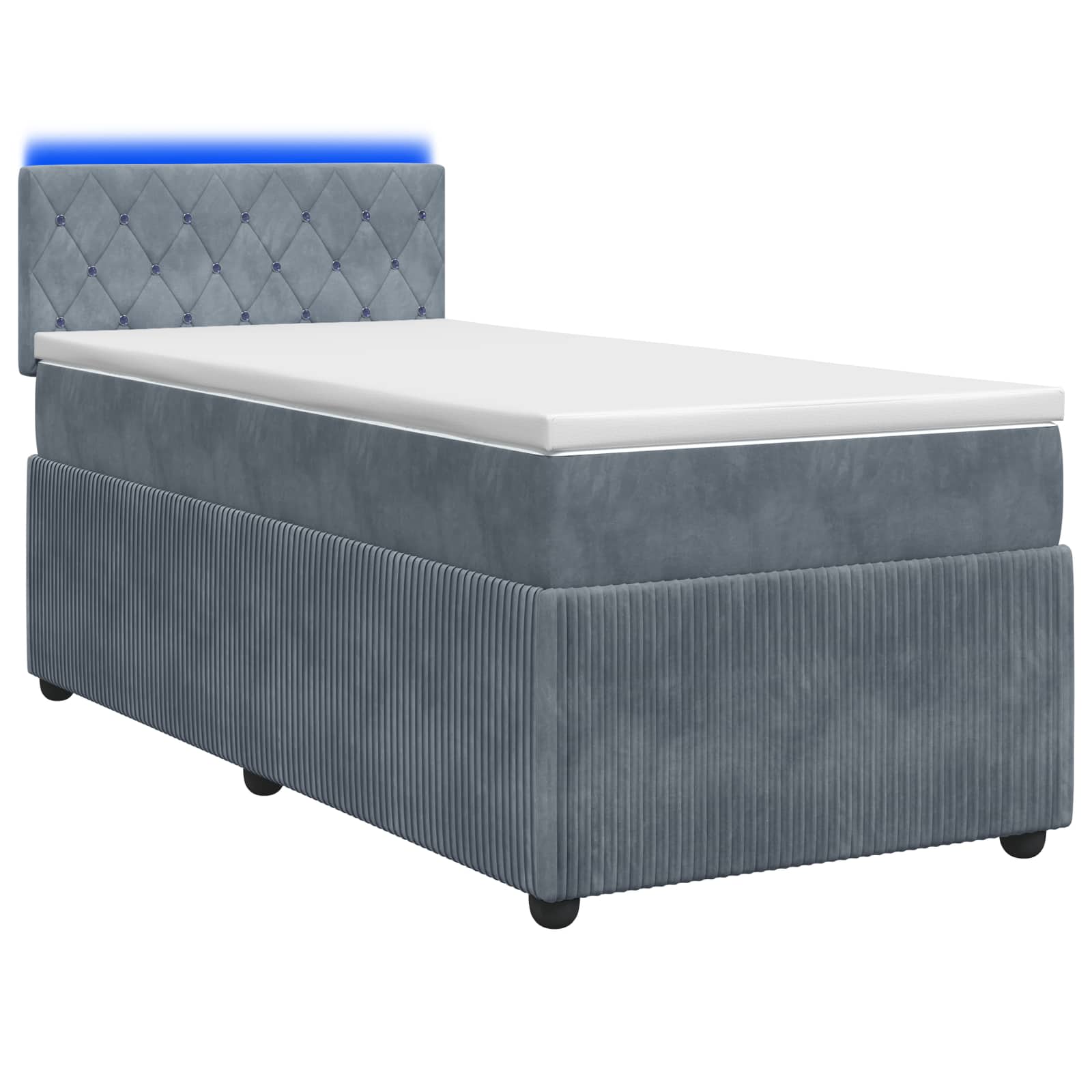 Boxspringbed met matras Donkergrijs 90 x 200 cm Fluweel – afbeelding 1