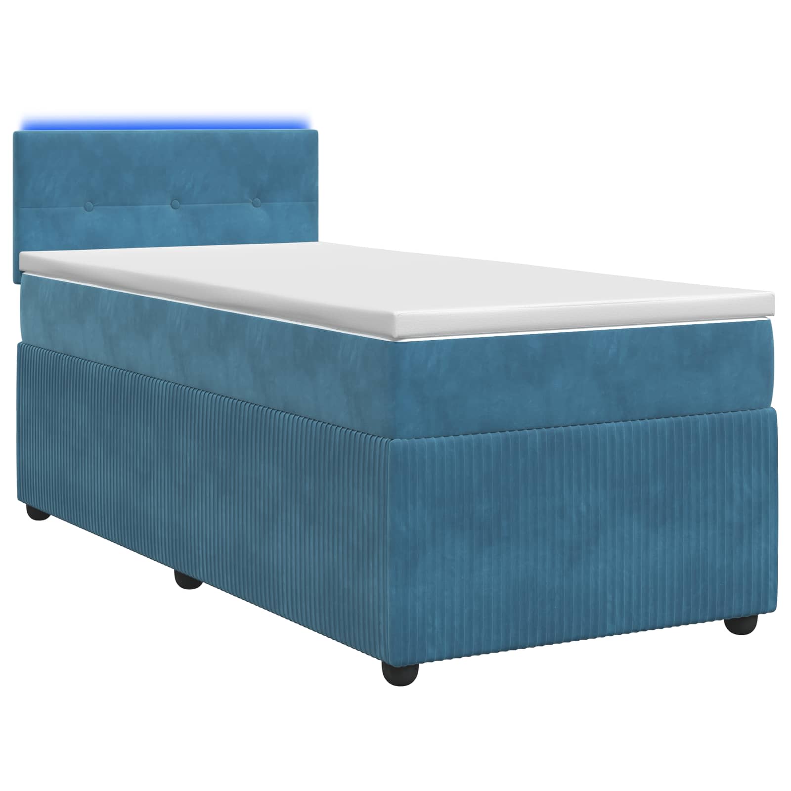 Boxspringbed met matras Blauw 90 x 200 cm Fluweel – afbeelding 1