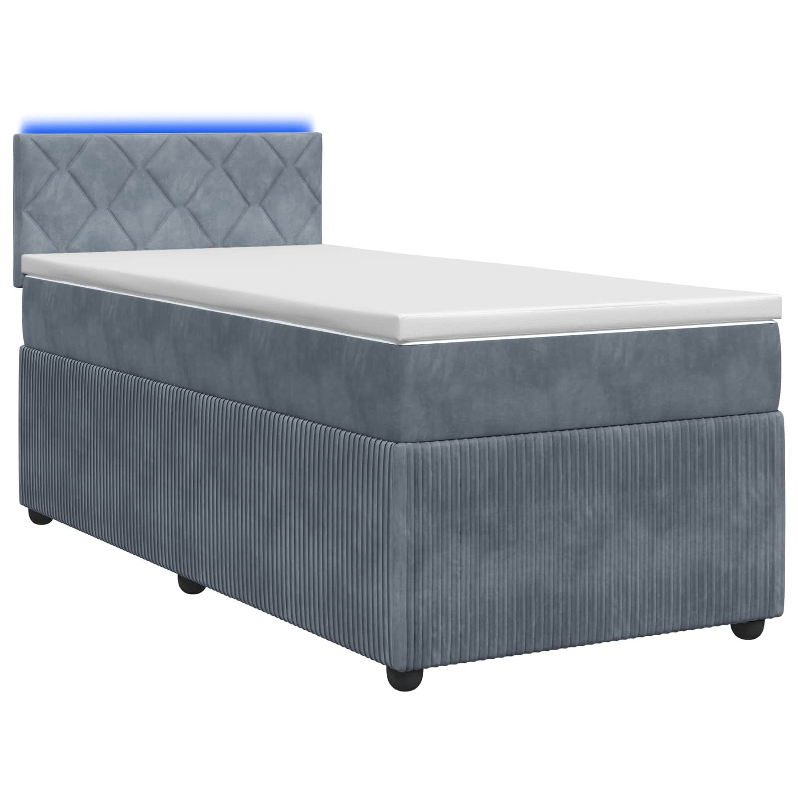 Boxspringbed met matras Donkergrijs 90 x 200 cm Fluweel – afbeelding 1