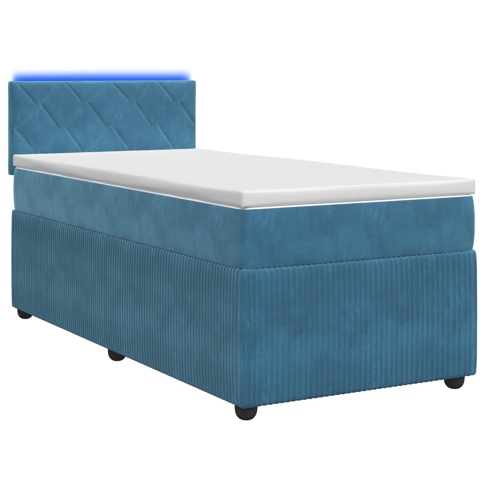 Boxspringbed met matras Blauw 90 x 200 cm Fluweel – afbeelding 1