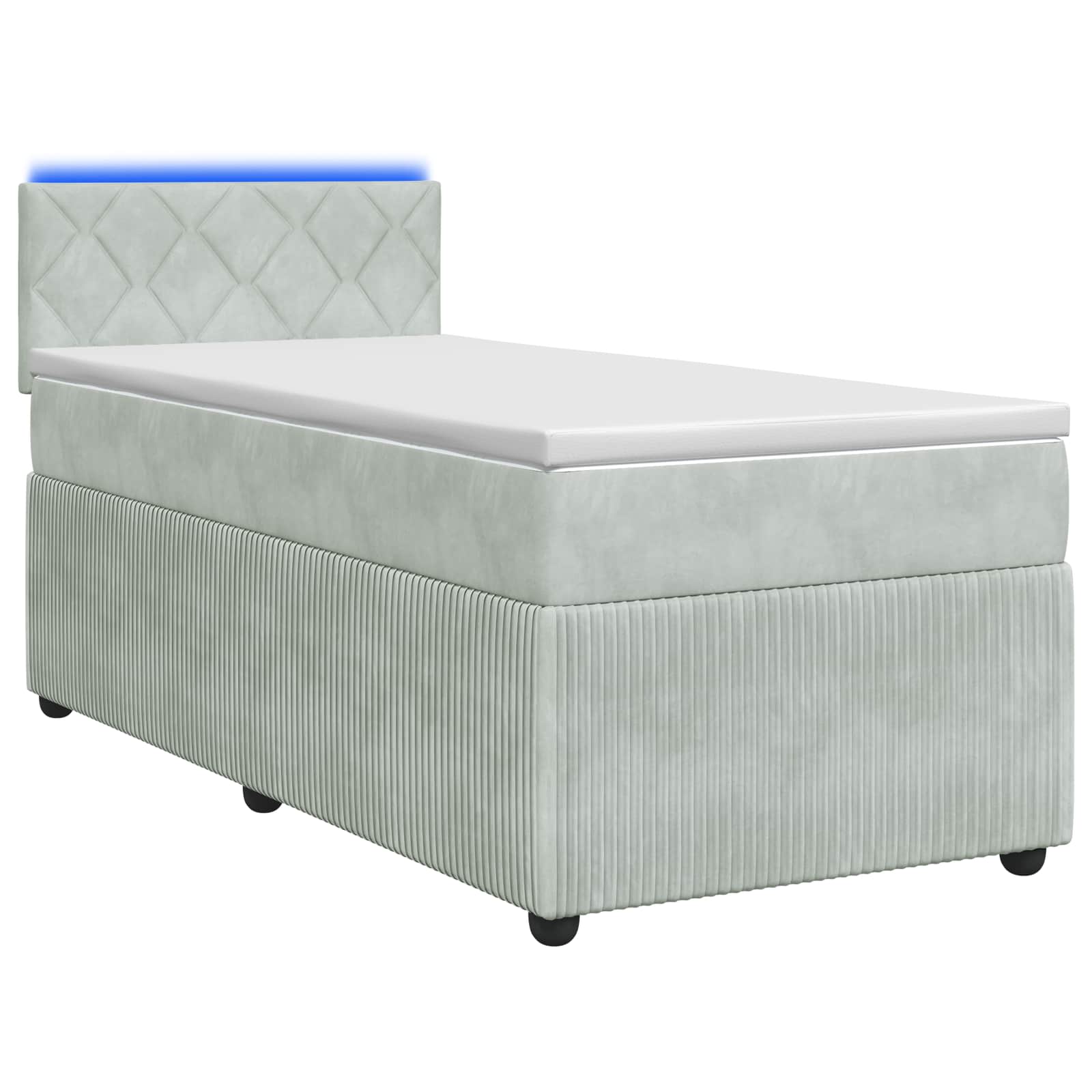 Boxspringbed met matras Lichtgrijs 100 x 200 cm Fluweel – afbeelding 1