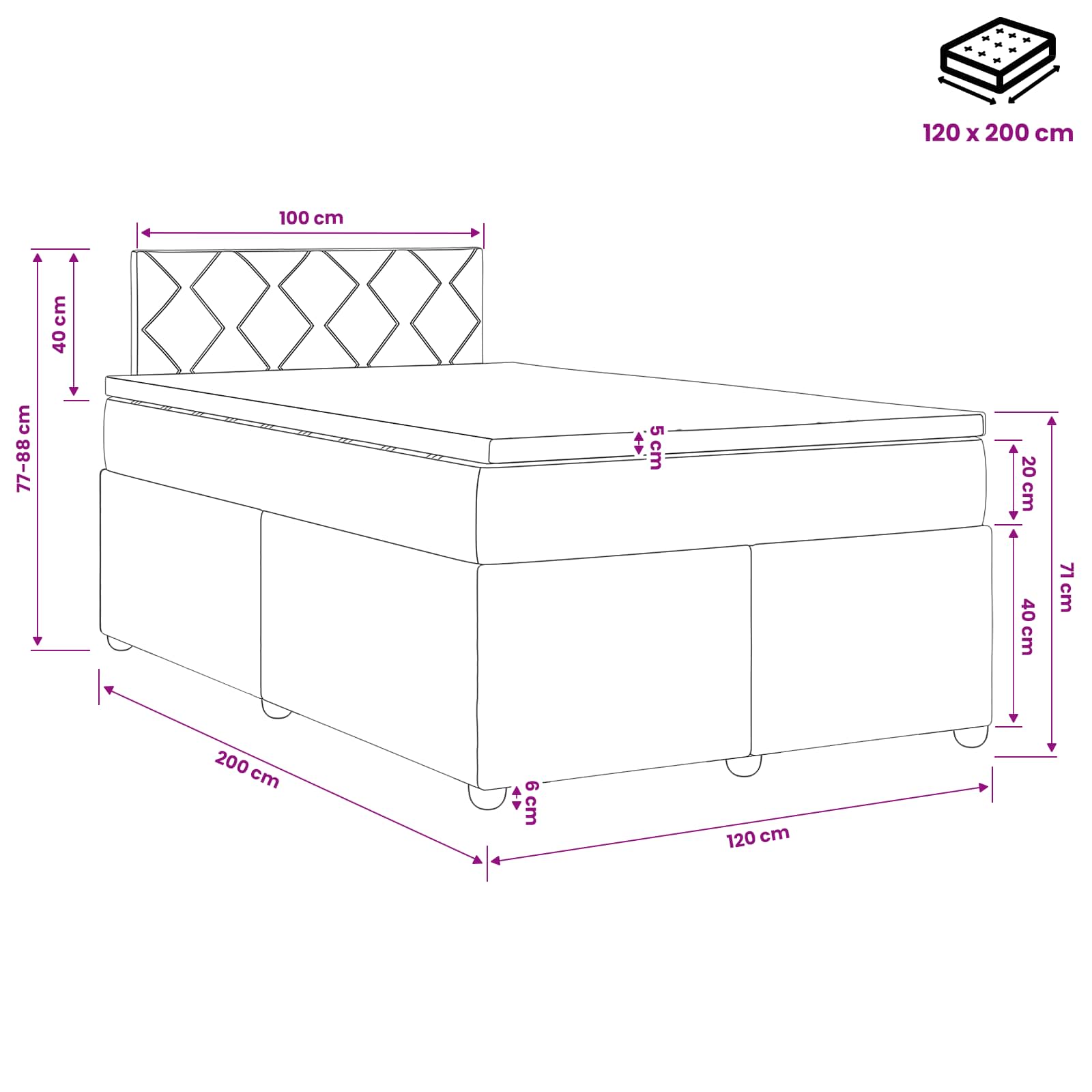 Boxspringbed met matras Roze 120 x 200 cm Fluweel – afbeelding 11
