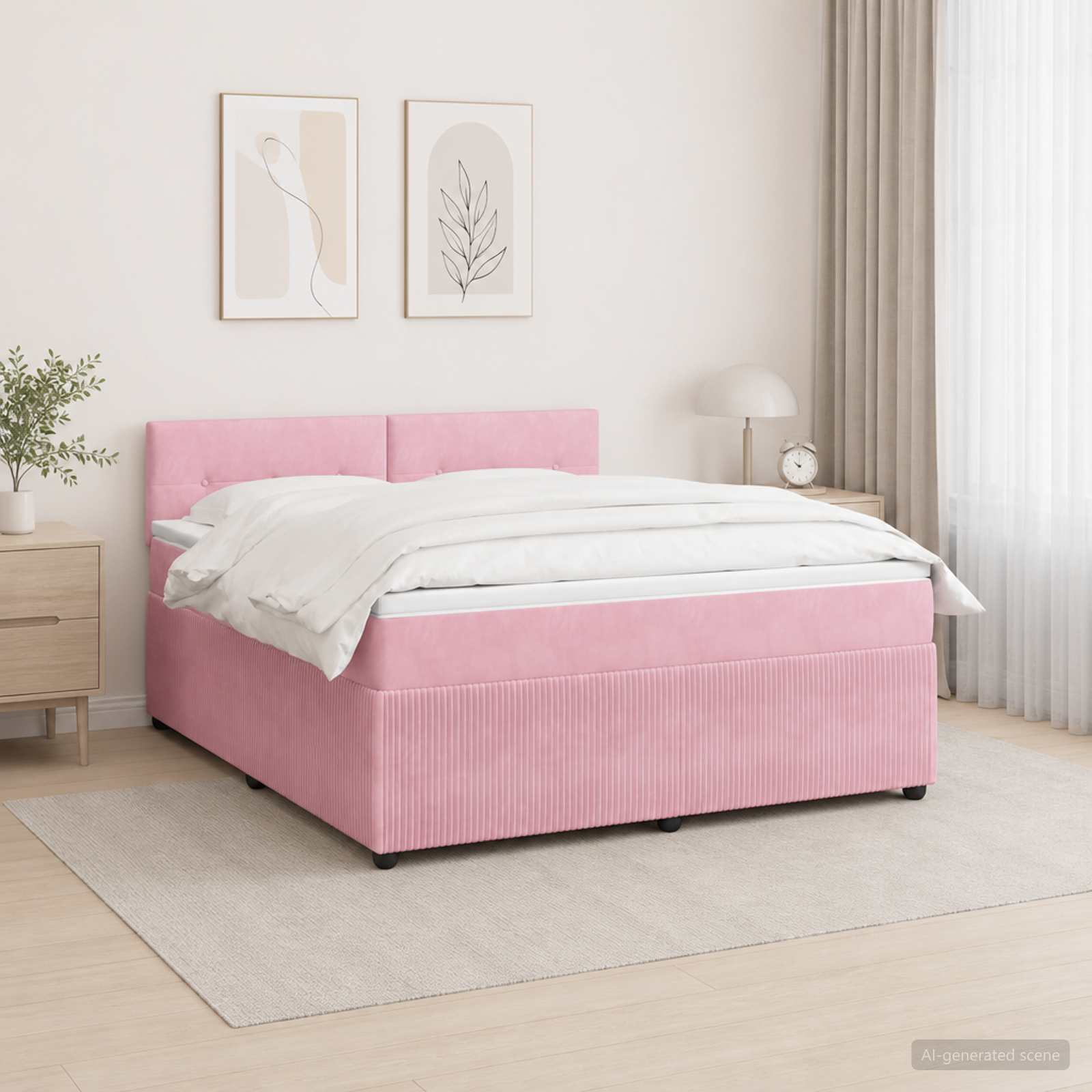 Boxspringbed met matras Roze 140 x 200 cm Fluweel