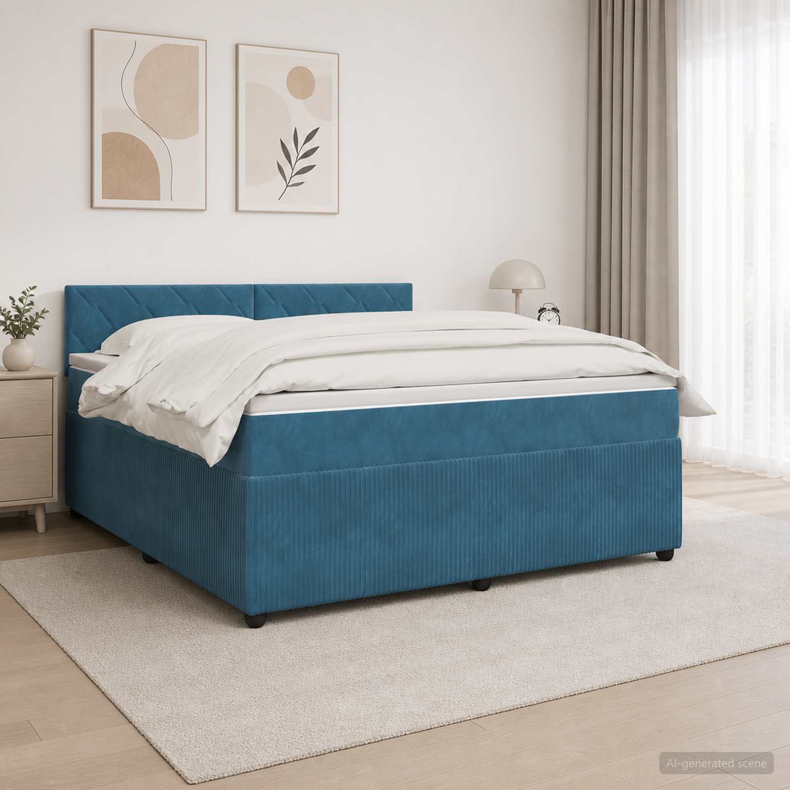 Boxspringbed met matras Blauw 180 x 200 cm Fluweel – afbeelding 1