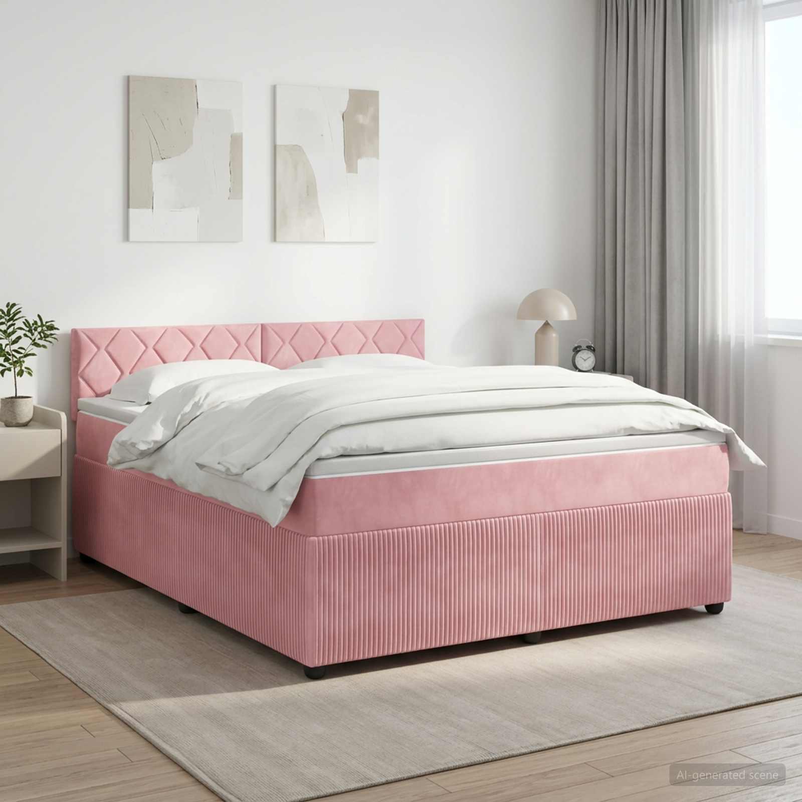 Boxspringbed met matras Roze 180 x 200 cm Fluweel – afbeelding 1