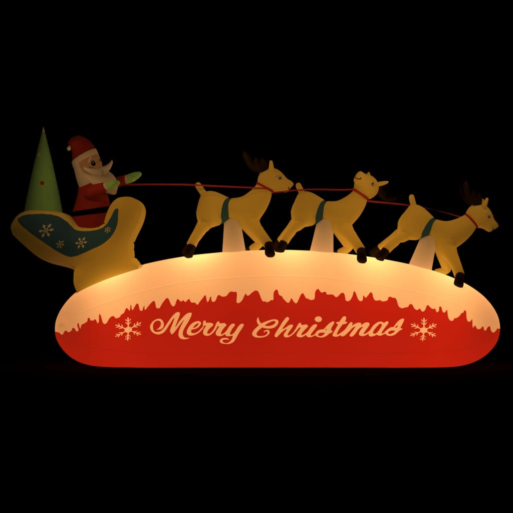 Kerstdecoratie kerstman en rendieren opblaasbaar LED 145 cm – afbeelding 2
