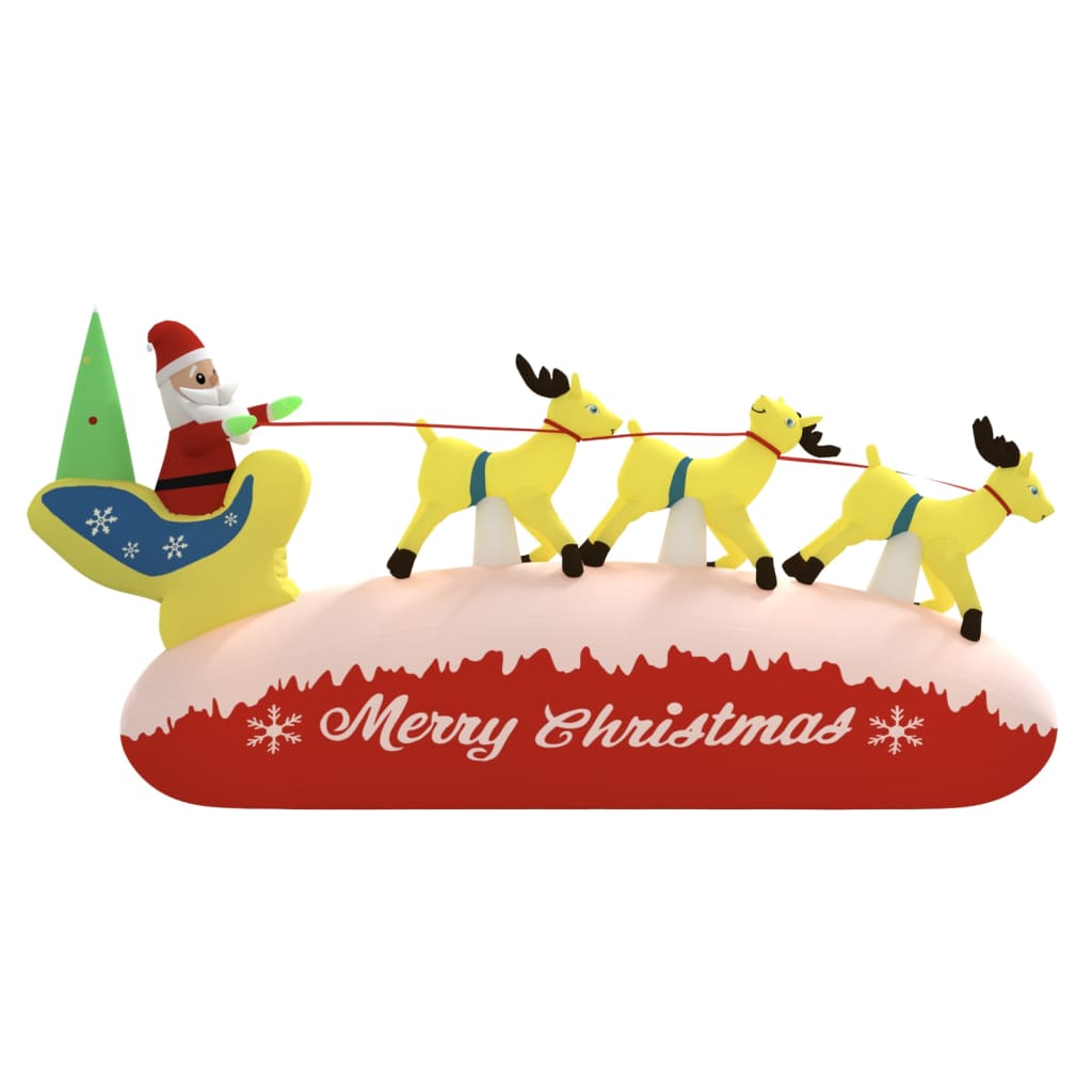 Kerstdecoratie kerstman en rendieren opblaasbaar LED 145 cm – afbeelding 3