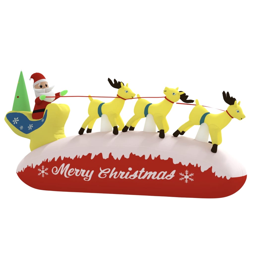 Kerstdecoratie kerstman en rendieren opblaasbaar LED 145 cm – afbeelding 4