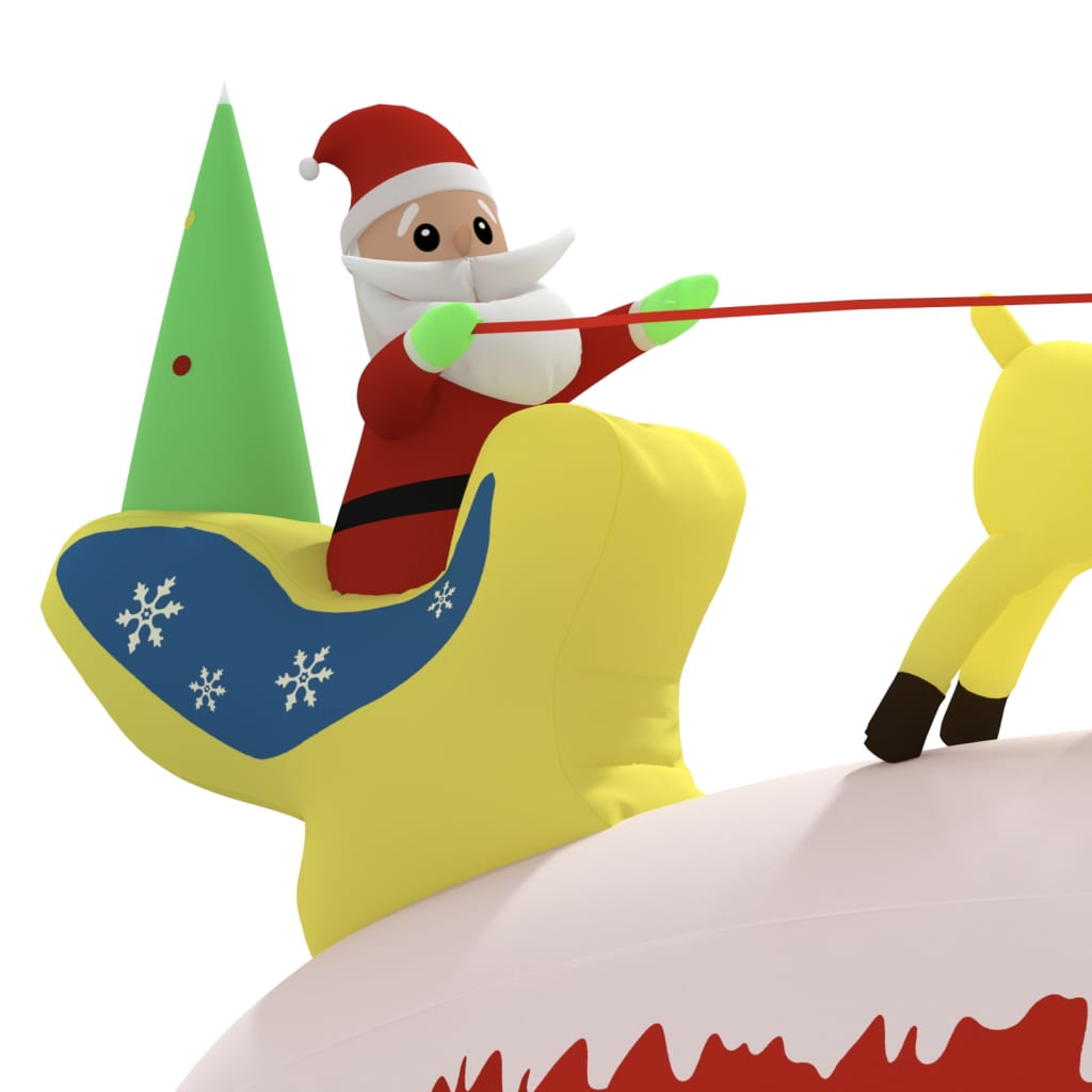 Kerstdecoratie kerstman en rendieren opblaasbaar LED 145 cm – afbeelding 5