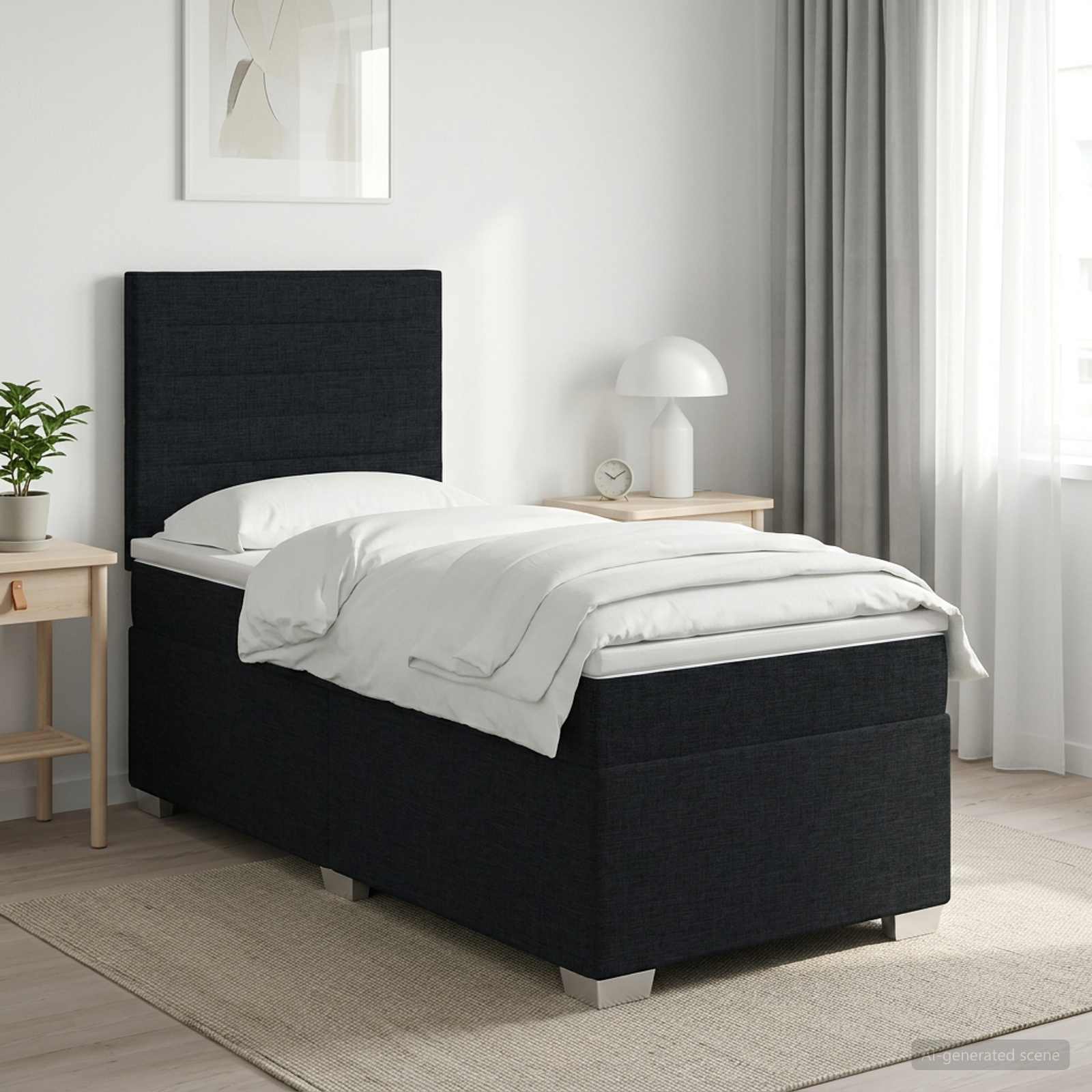 Boxspringbed met matras met hoofdeinde Zwart 80 x 200 cm Stof