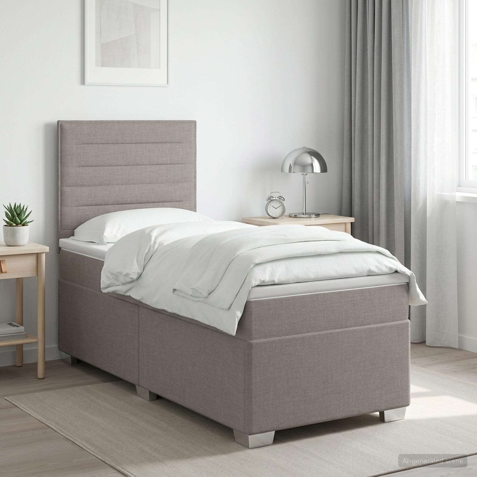 Boxspringbed met matras met hoofdeinde Taupe 80 x 200 cm Stof