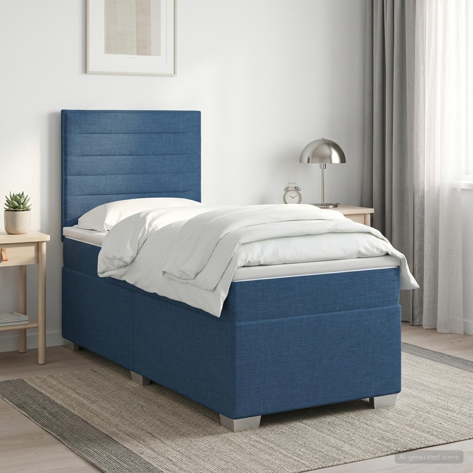 Boxspringbed met matras met hoofdeinde Blauw 80 x 200 cm Stof