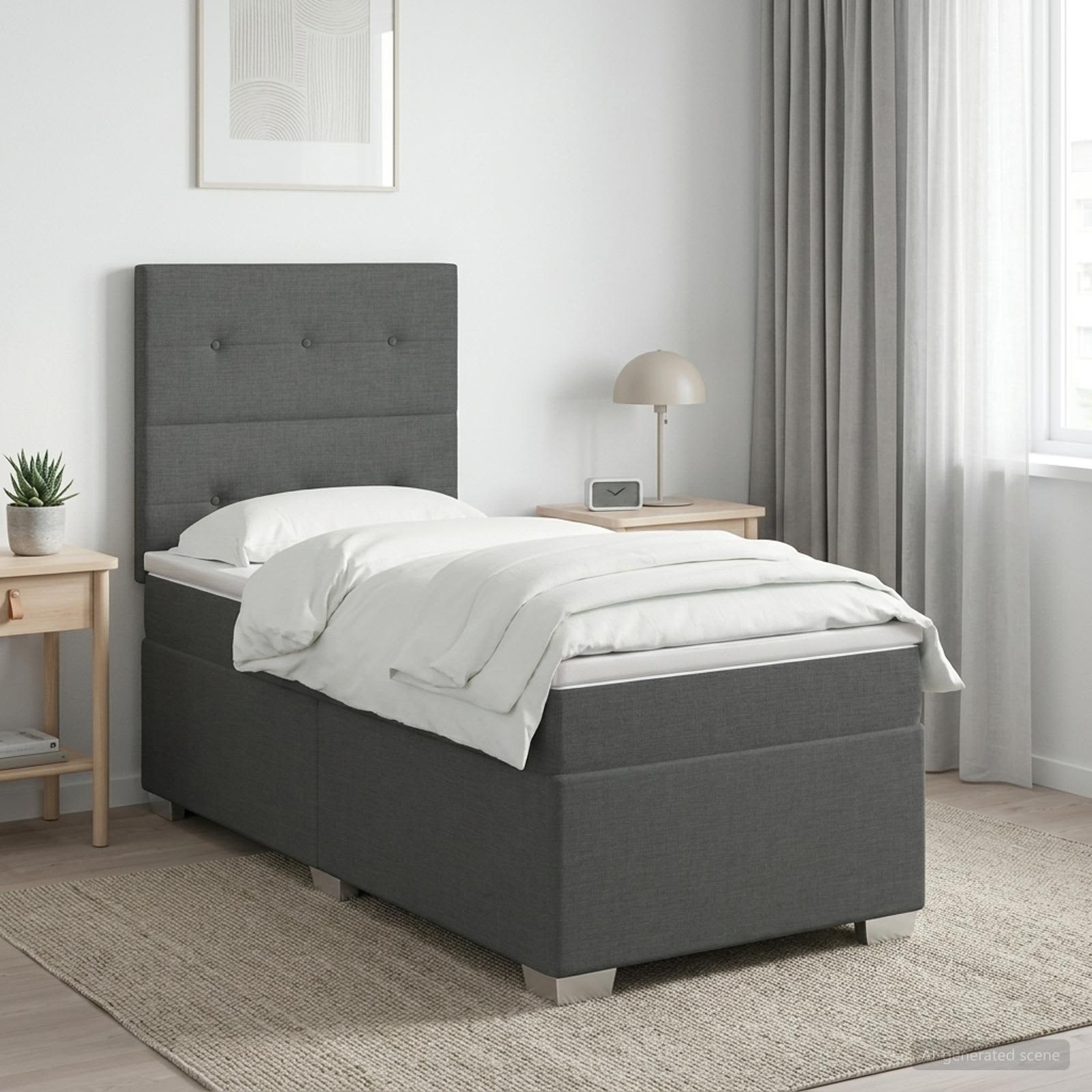 Boxspringbed met matras Donkergrijs 80 x 200 cm Stof