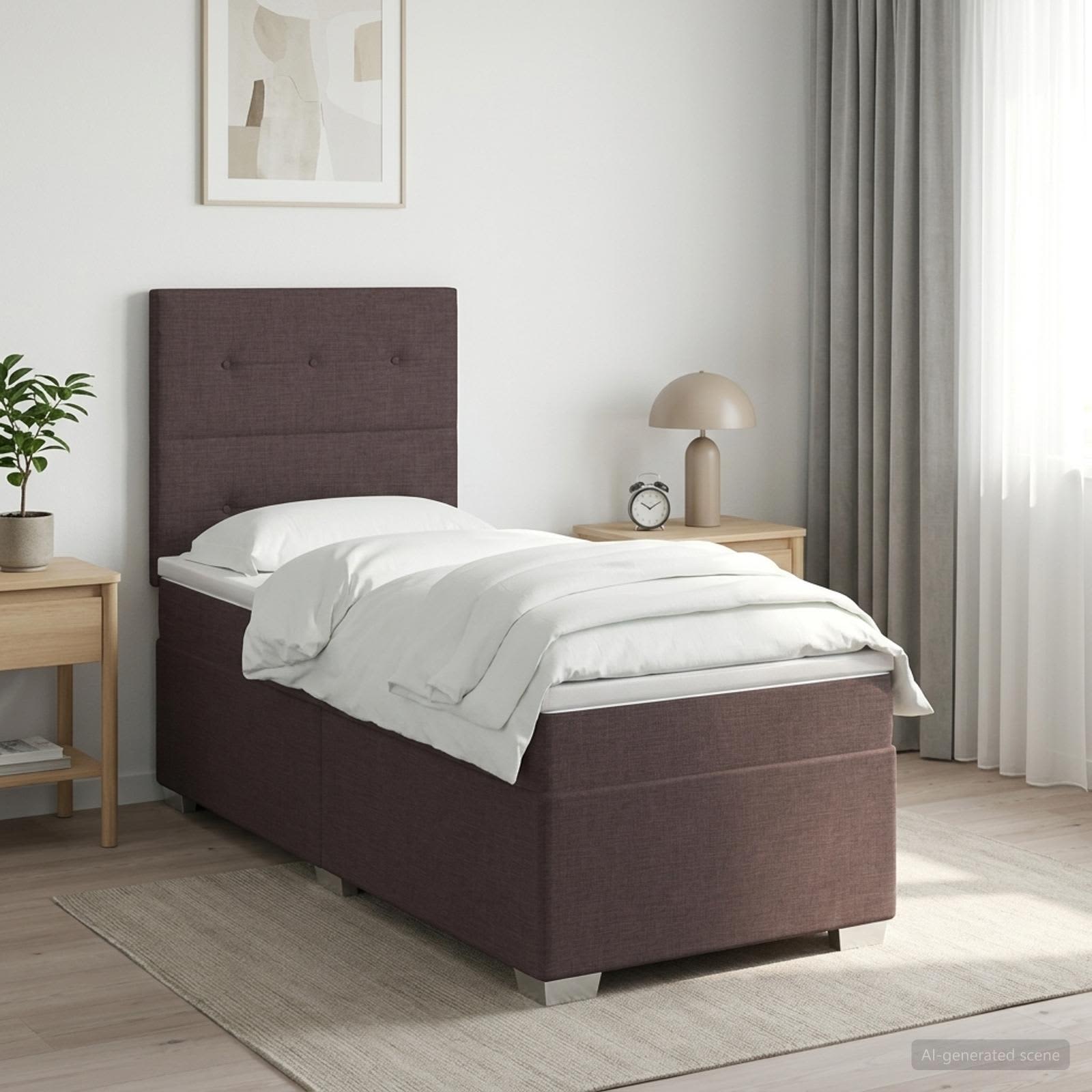Boxspringbed met matras Donkerbruin 80 x 200 cm Stof