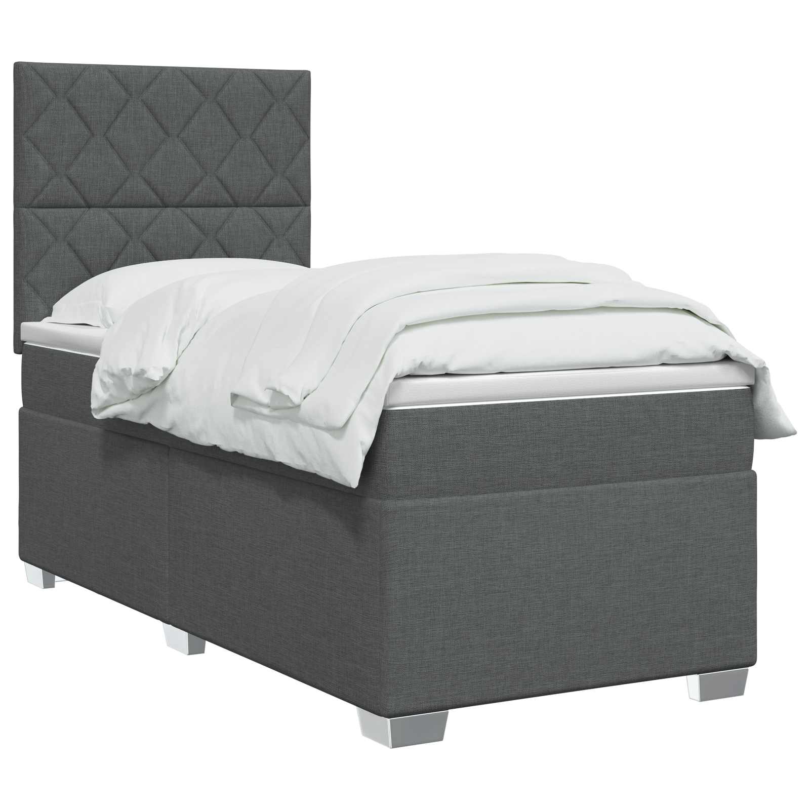 Boxspringbed met matras Donkergrijs 80 x 200 cm Stof – afbeelding 3