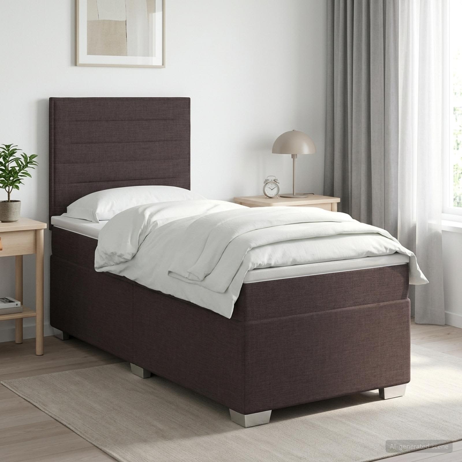 Boxspringbed met matras Donkerbruin 90 x 190 cm Stof
