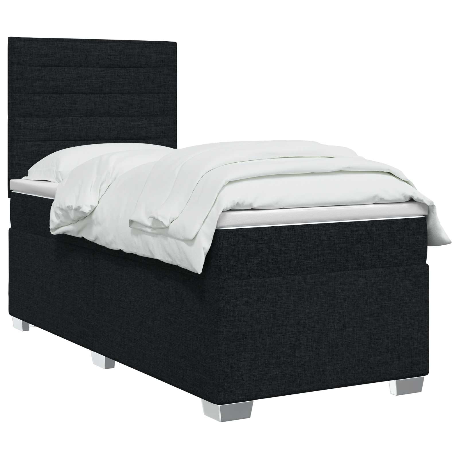 Boxspringbed met matras met hoofdeinde Zwart 100 x 200 cm Stof – afbeelding 3