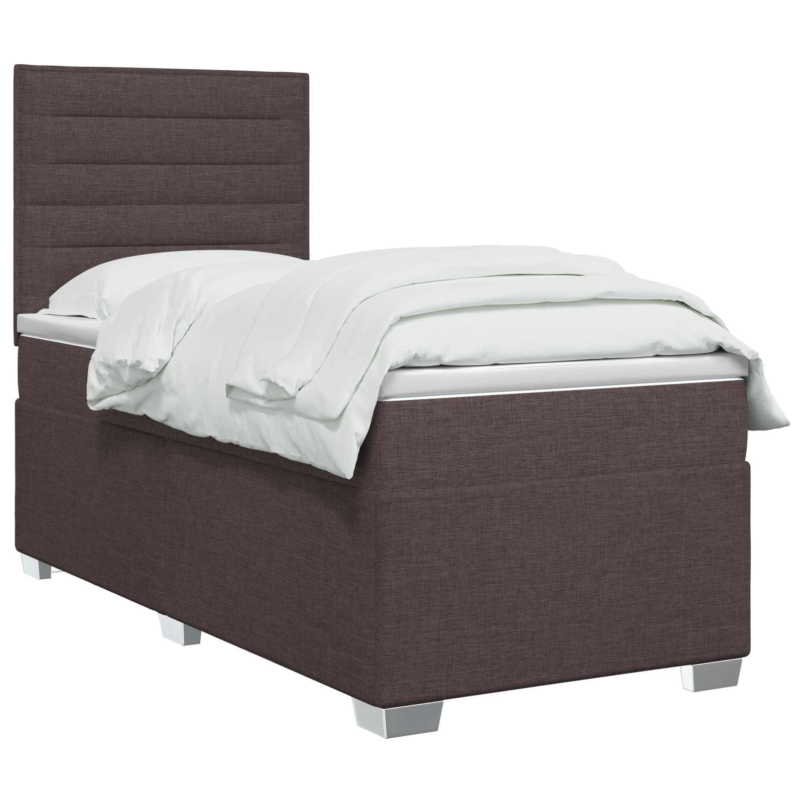Boxspringbed met matras Donkerbruin 100 x 200 cm Stof – afbeelding 3