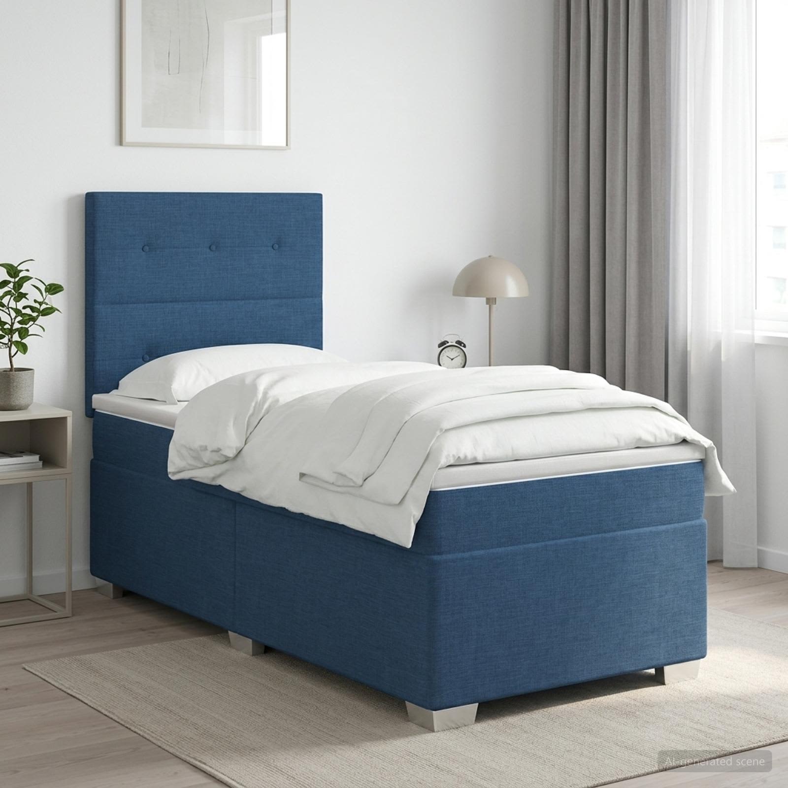 Boxspringbed met matras met hoofdeinde Blauw 100 x 200 cm Stof