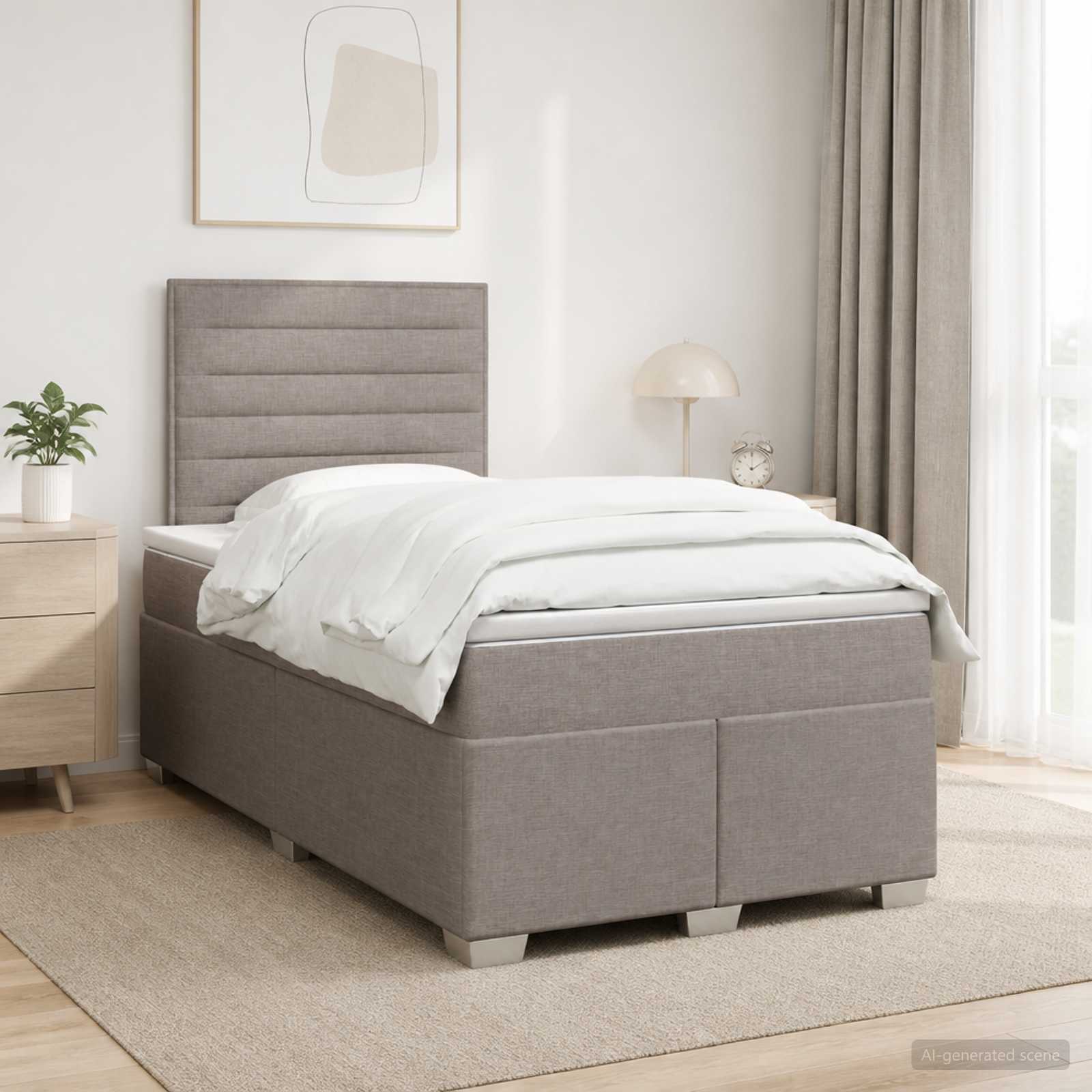 Boxspringbed met matras met hoofdeinde Taupe 120 x 190 cm Stof