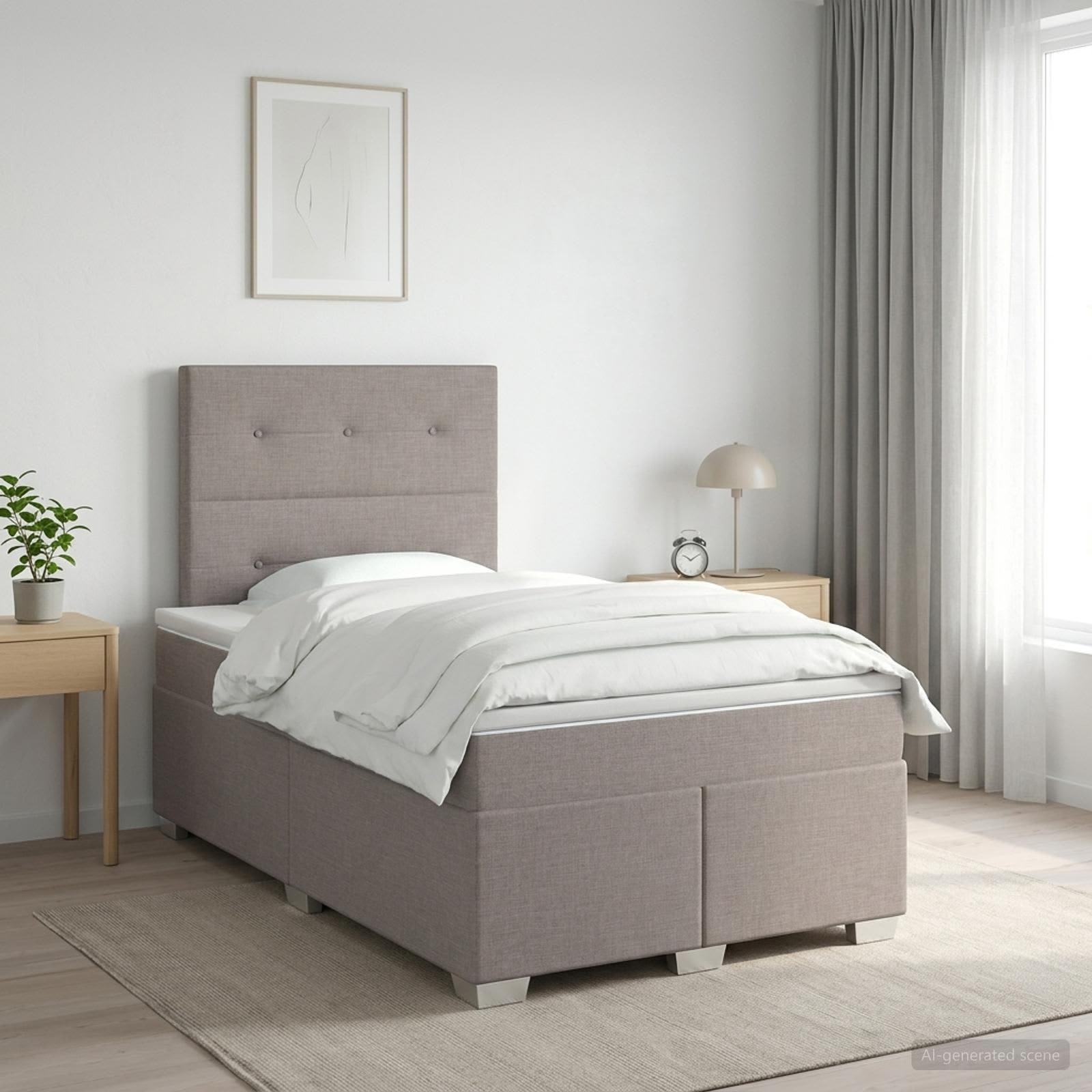 Boxspringbed met matras met hoofdeinde Taupe 120 x 190 cm Stof