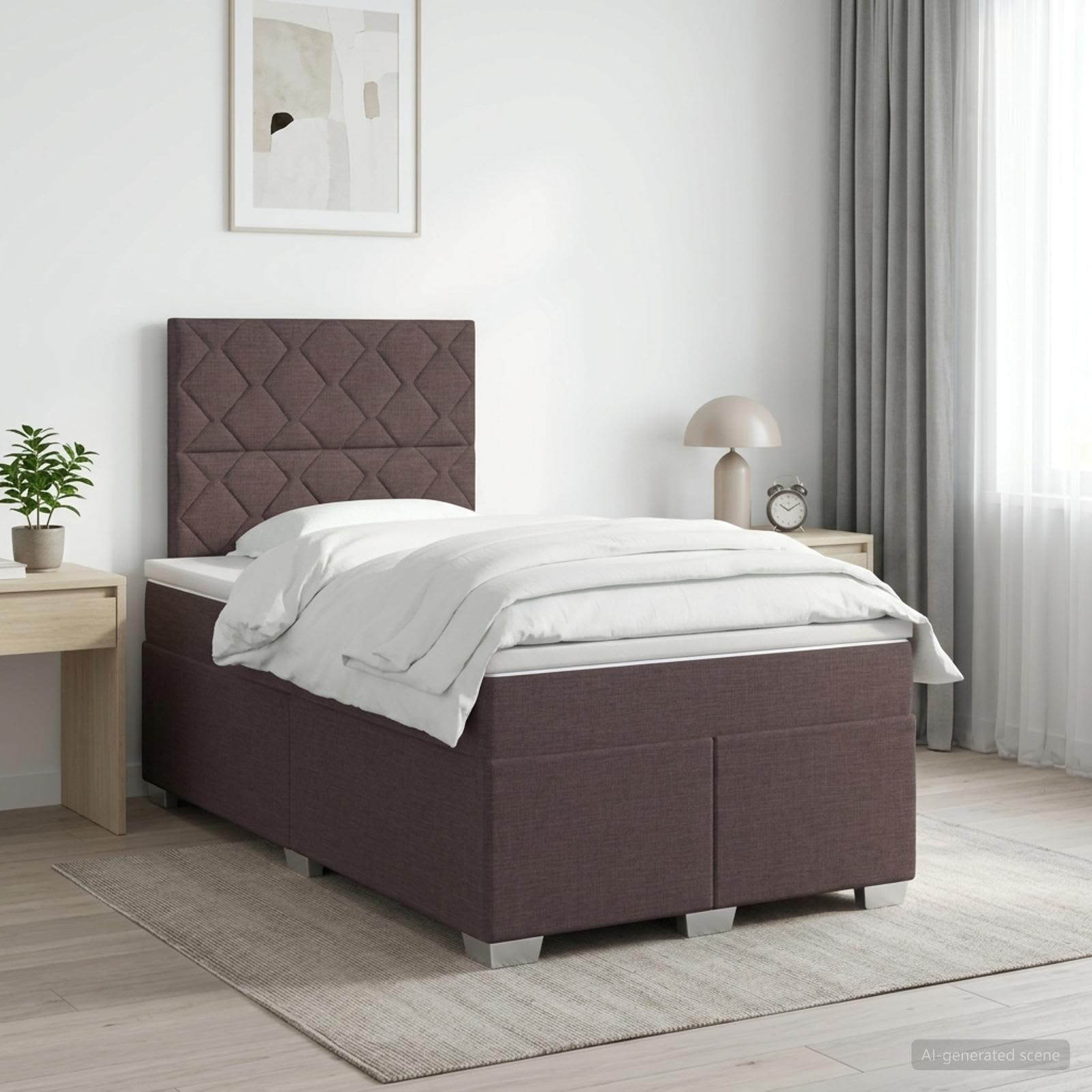 Boxspringbed met matras Donkerbruin 120 x 190 cm Stof
