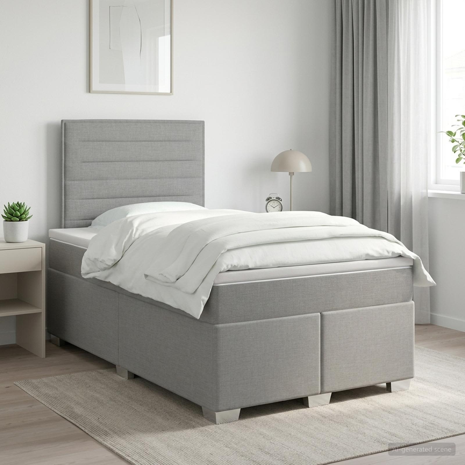 Boxspringbed met matras Lichtgrijs 120 x 200 cm Stof