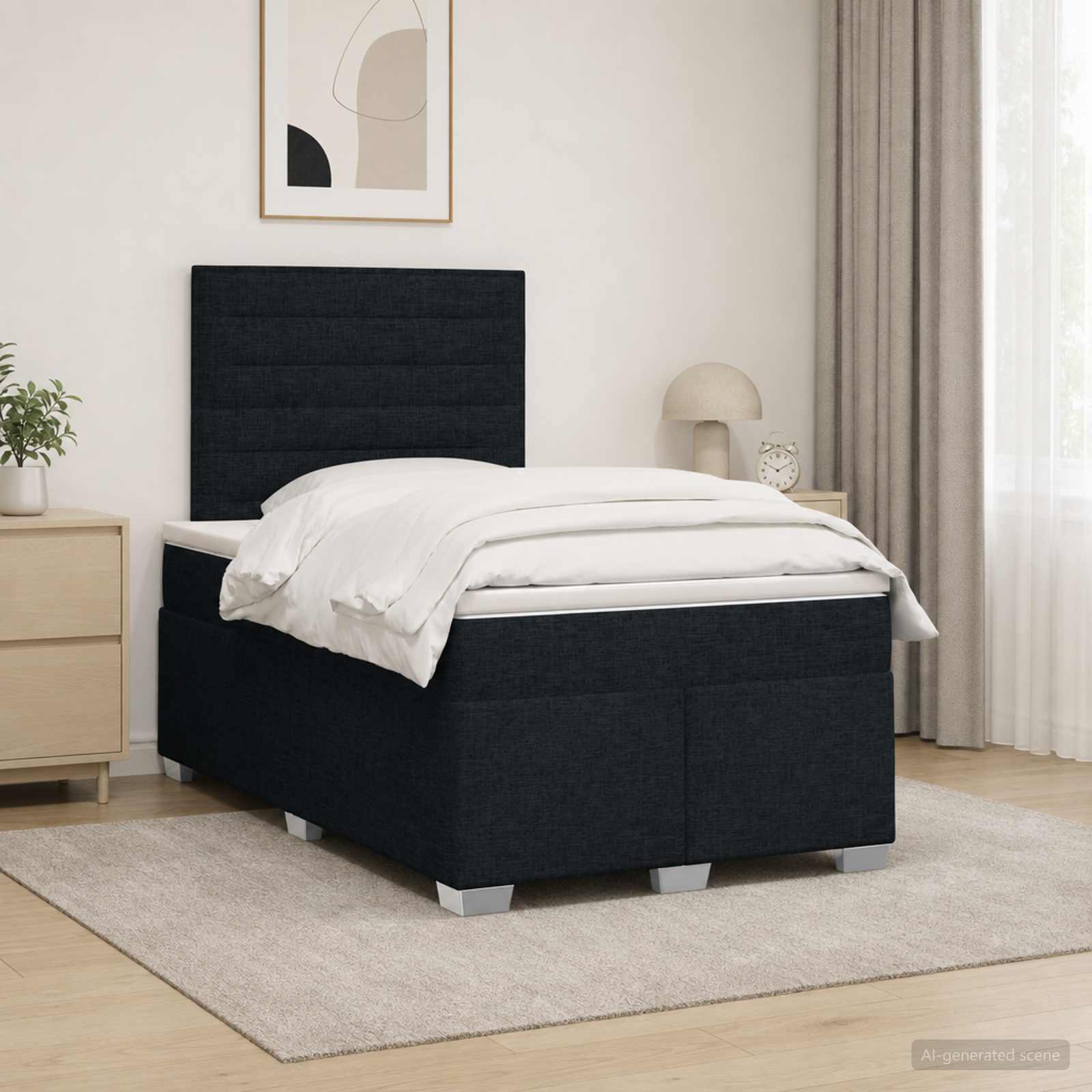 Boxspringbed met matras met hoofdeinde Zwart 120 x 200 cm Stof