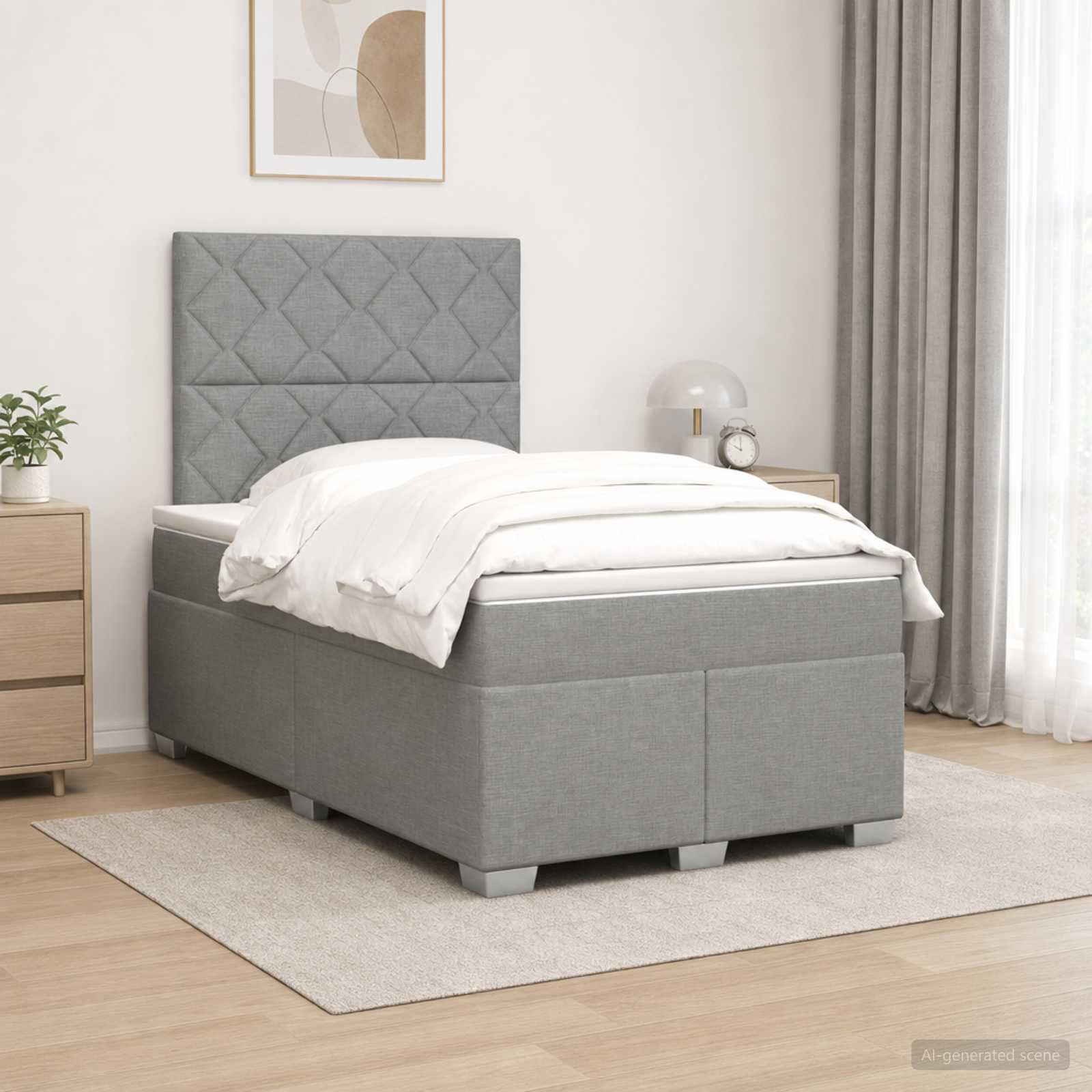Boxspringbed met matras Lichtgrijs 120 x 200 cm Stof