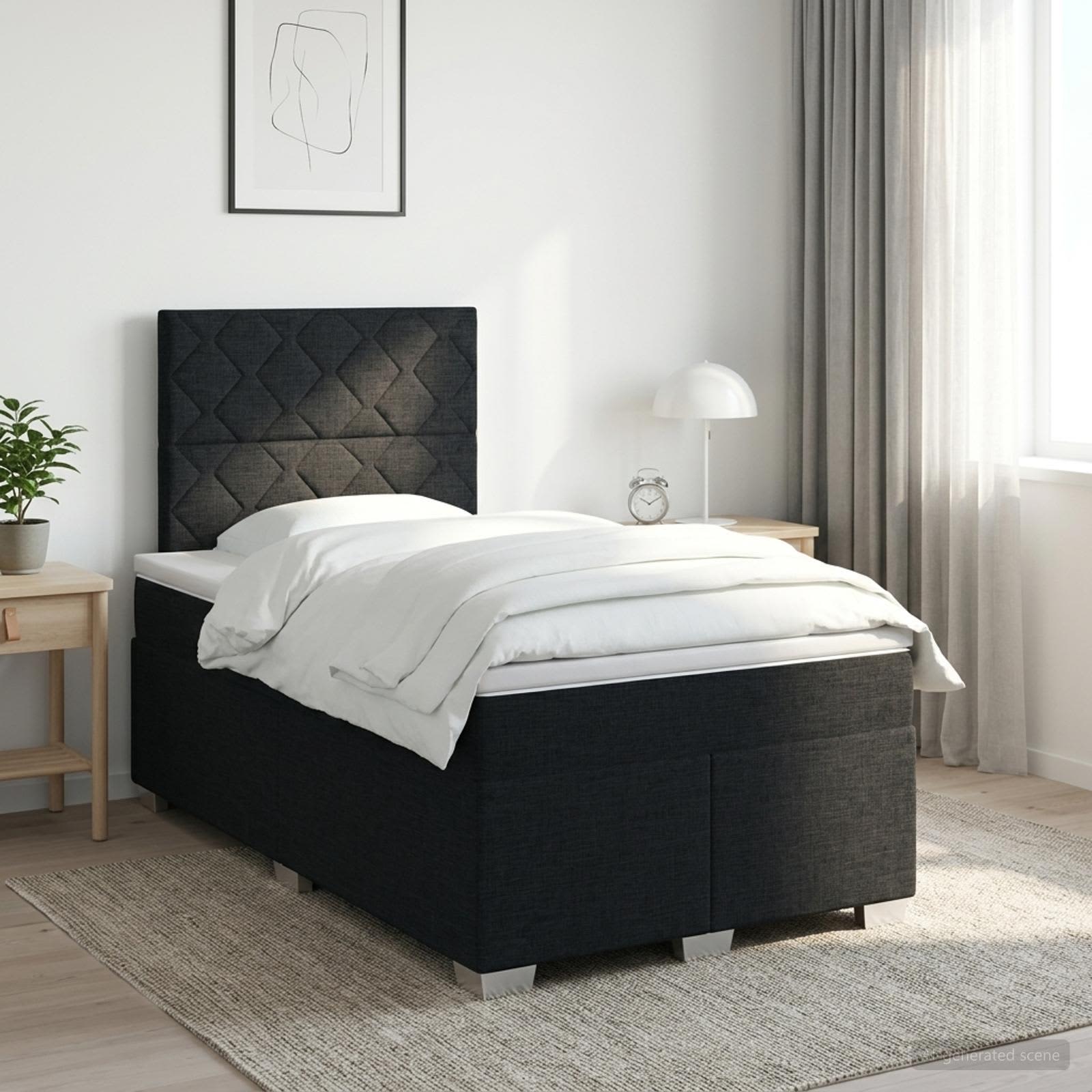 Boxspringbed met matras met hoofdeinde Zwart 120 x 200 cm Stof