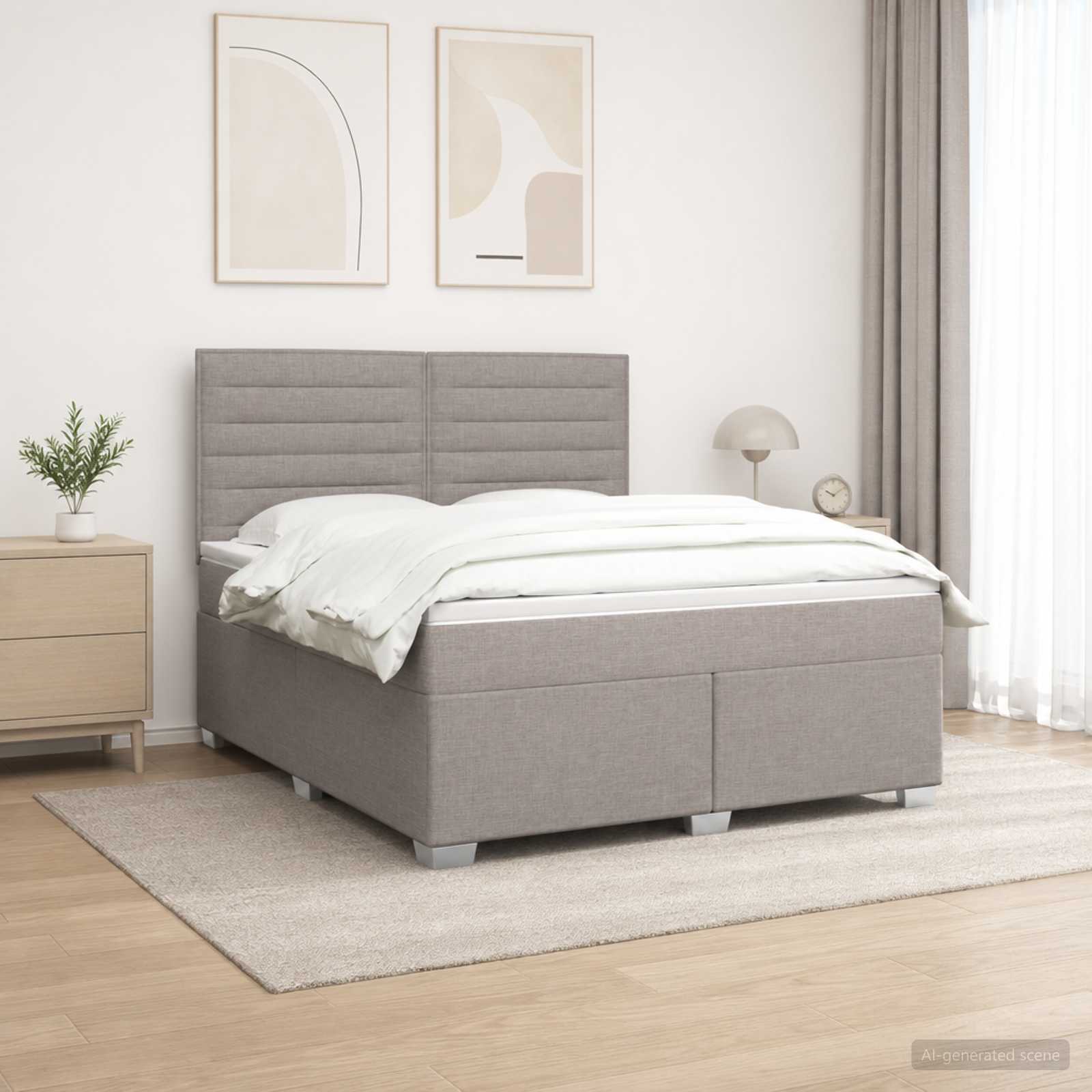 Boxspringbed met matras met hoofdeinde Taupe 140 x 200 cm Stof