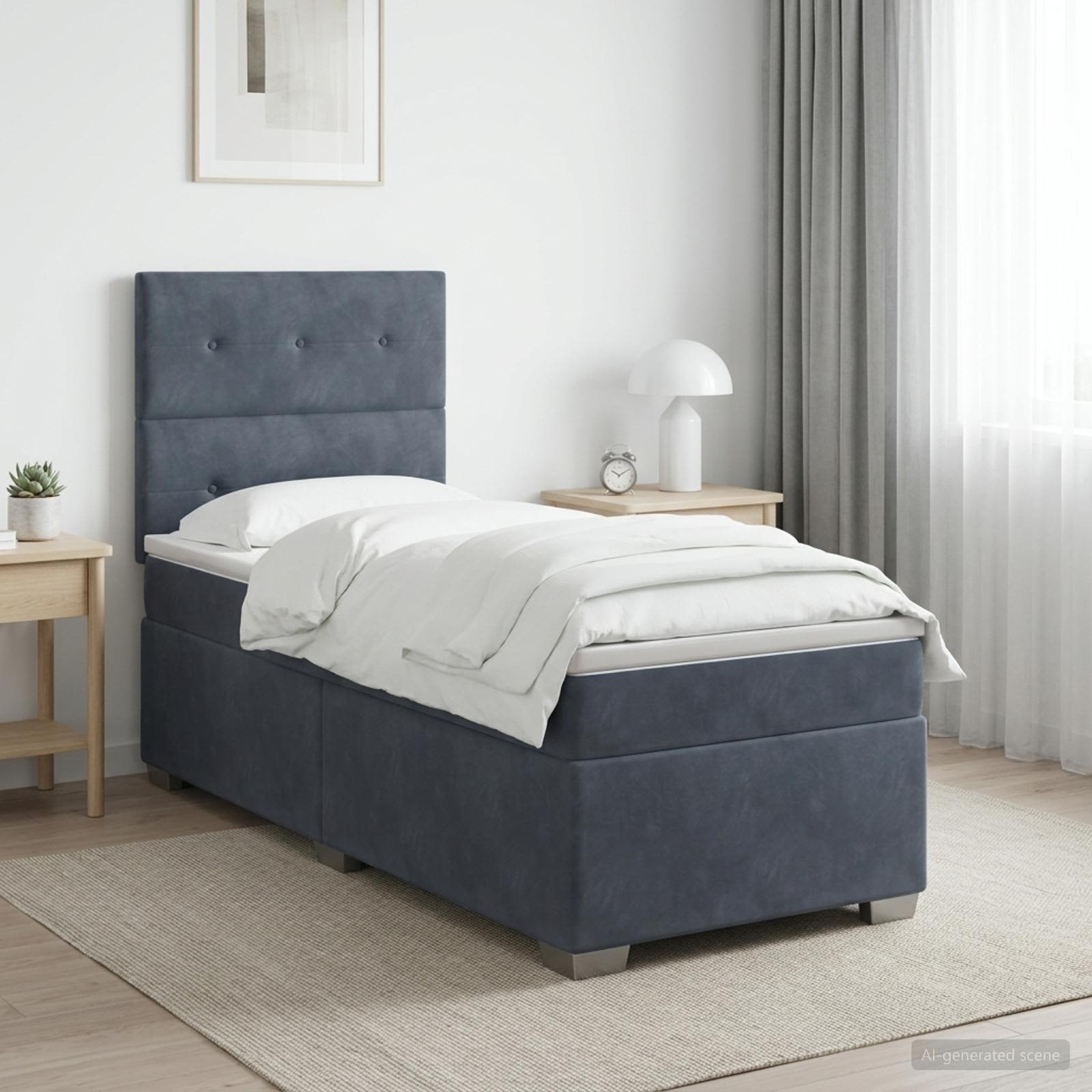 Boxspringbed met matras Donkergrijs 90 x 200 cm Fluweel