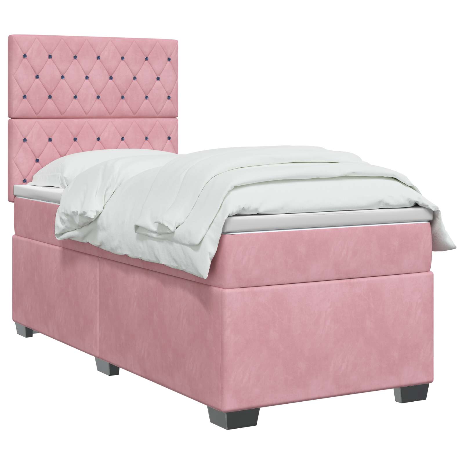Boxspringbed met matras Roze 100 x 200 cm Fluweel – afbeelding 3