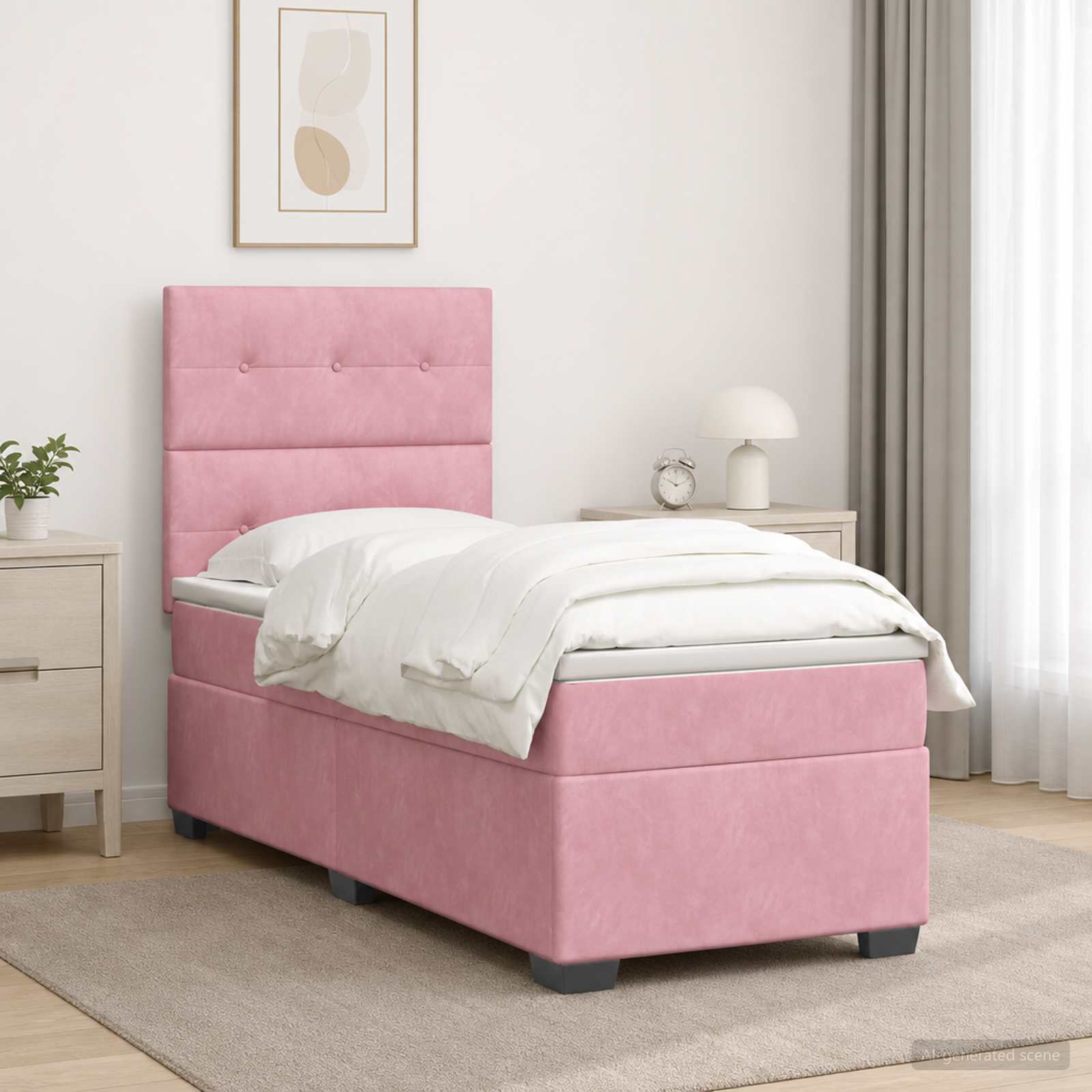 Boxspringbed met matras Roze 100 x 200 cm Fluweel