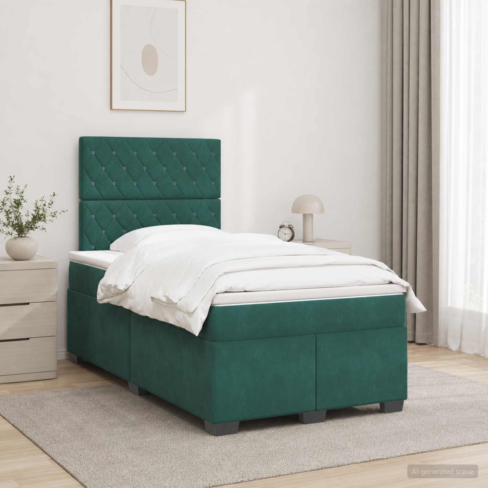 Boxspringbed met matras Donkergroen 120 x 190 cm Fluweel
