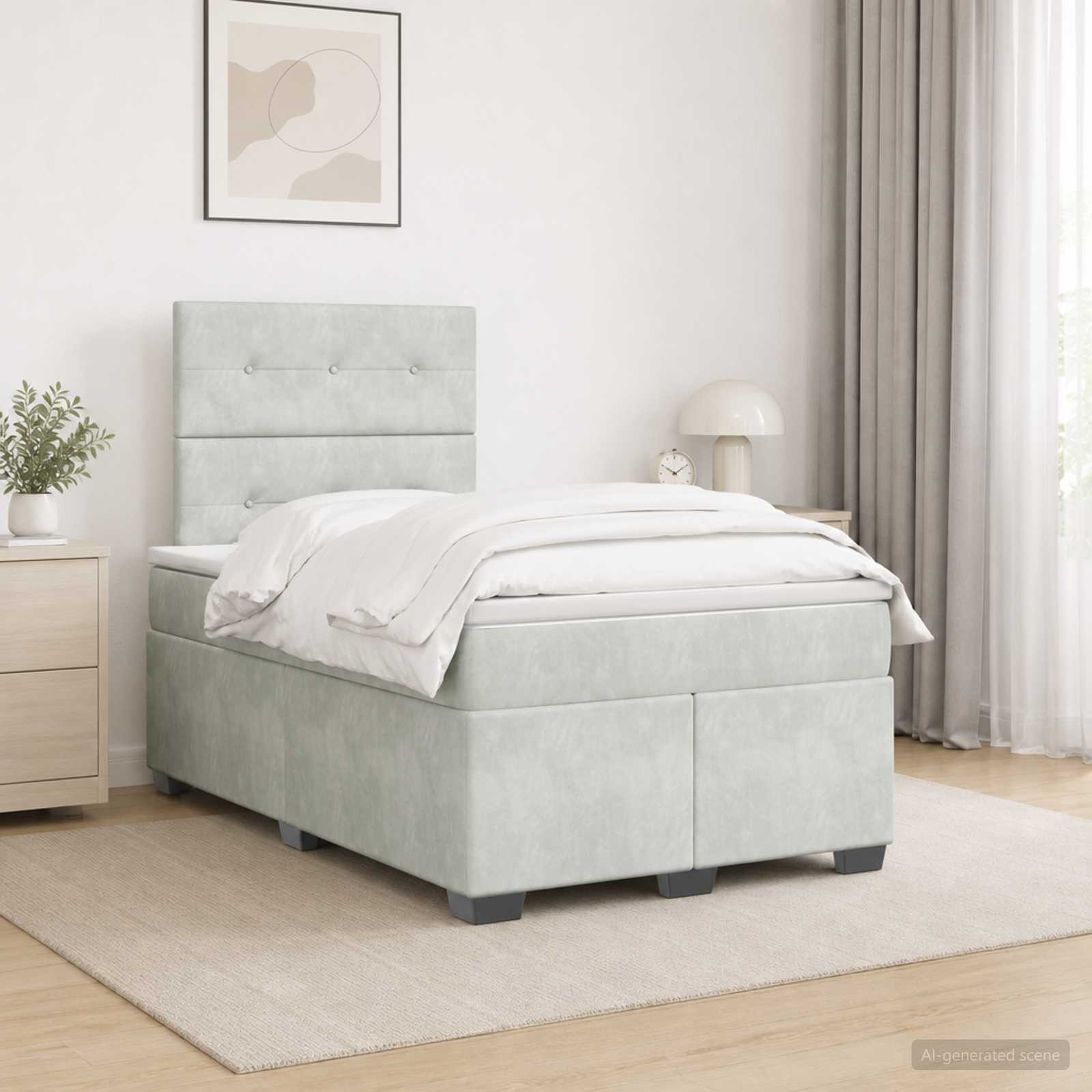 Boxspringbed met matras Lichtgrijs 120 x 190 cm Fluweel